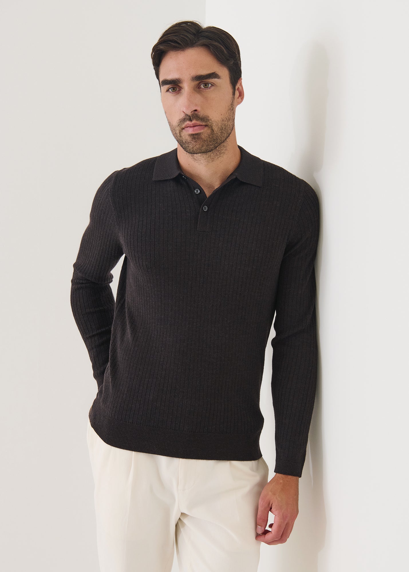 Merino Wide Ribbed Polo