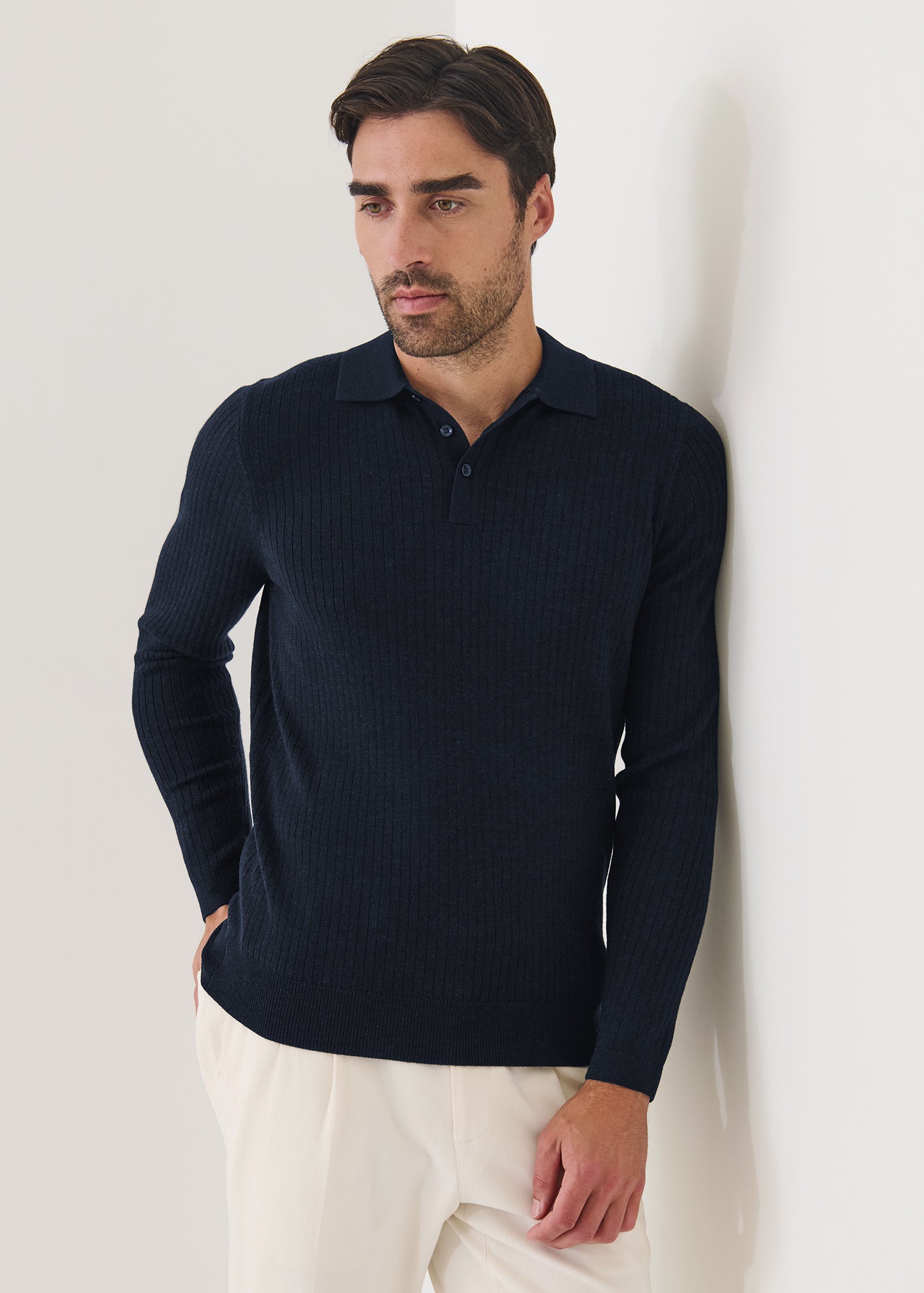 Merino Wide Ribbed Polo