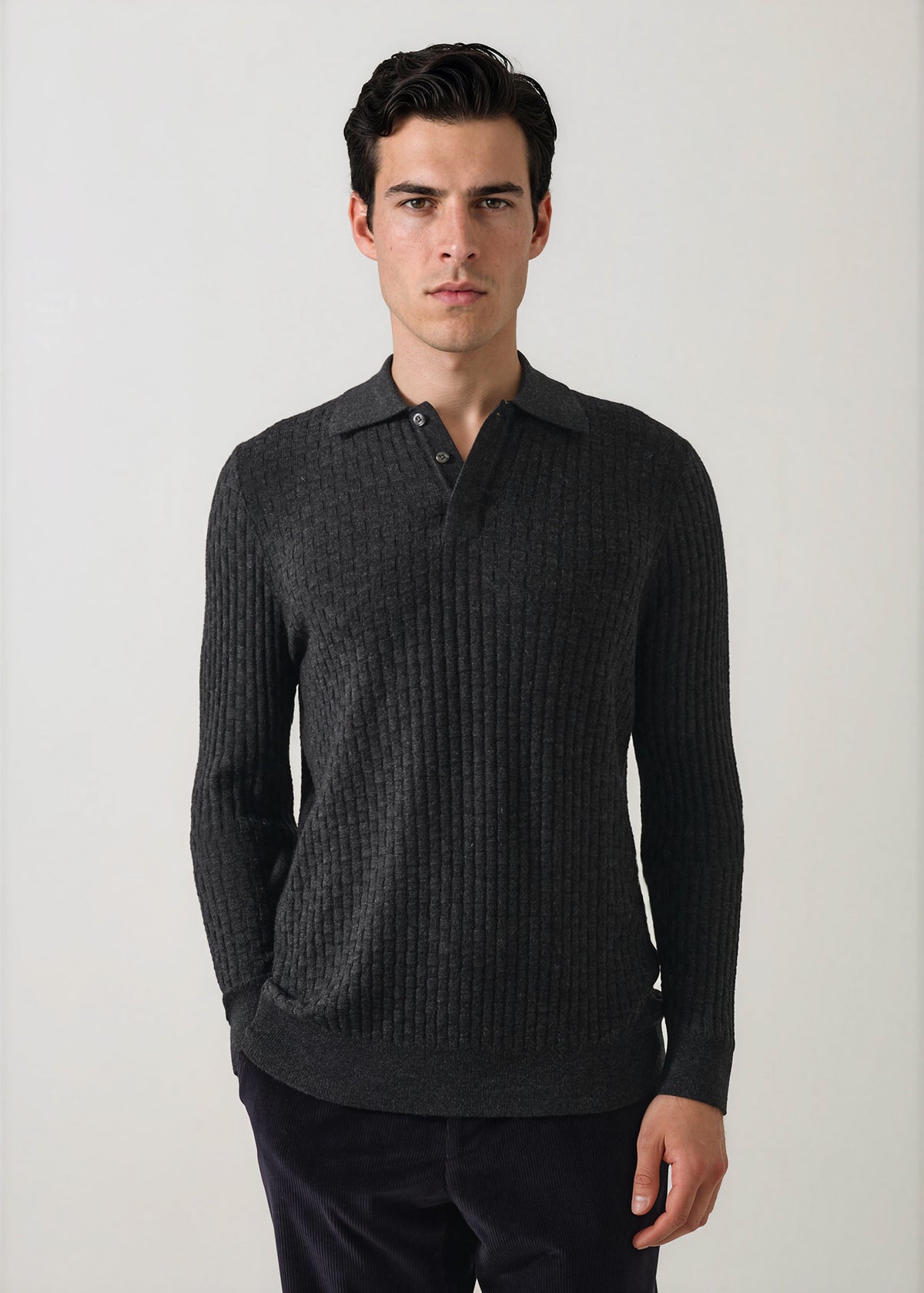 Extra-Fine Merino Wool Basketweave Polo - PATRICK ASSARAF
