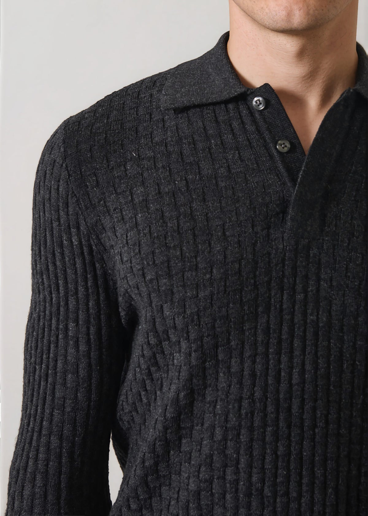 Extra-Fine Merino Wool Basketweave Polo - PATRICK ASSARAF