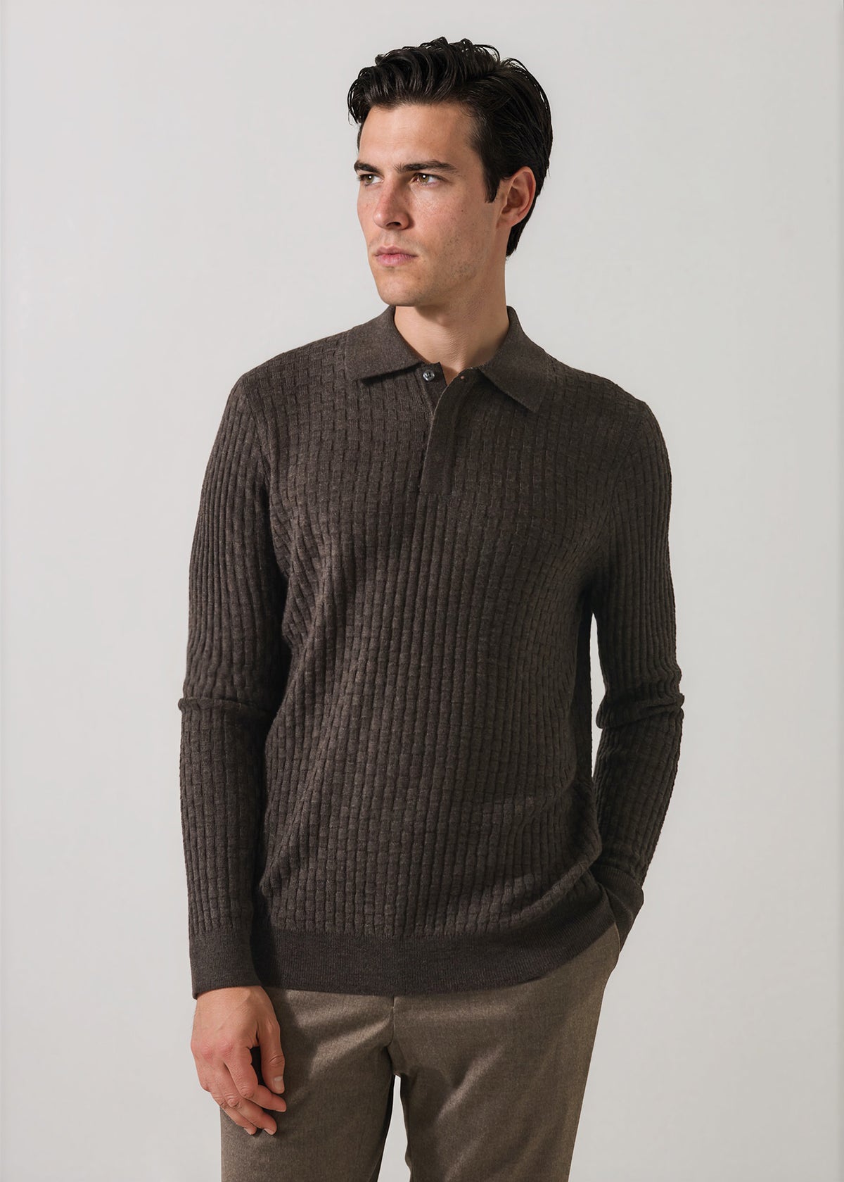 Extra-Fine Merino Wool Basketweave Polo - PATRICK ASSARAF