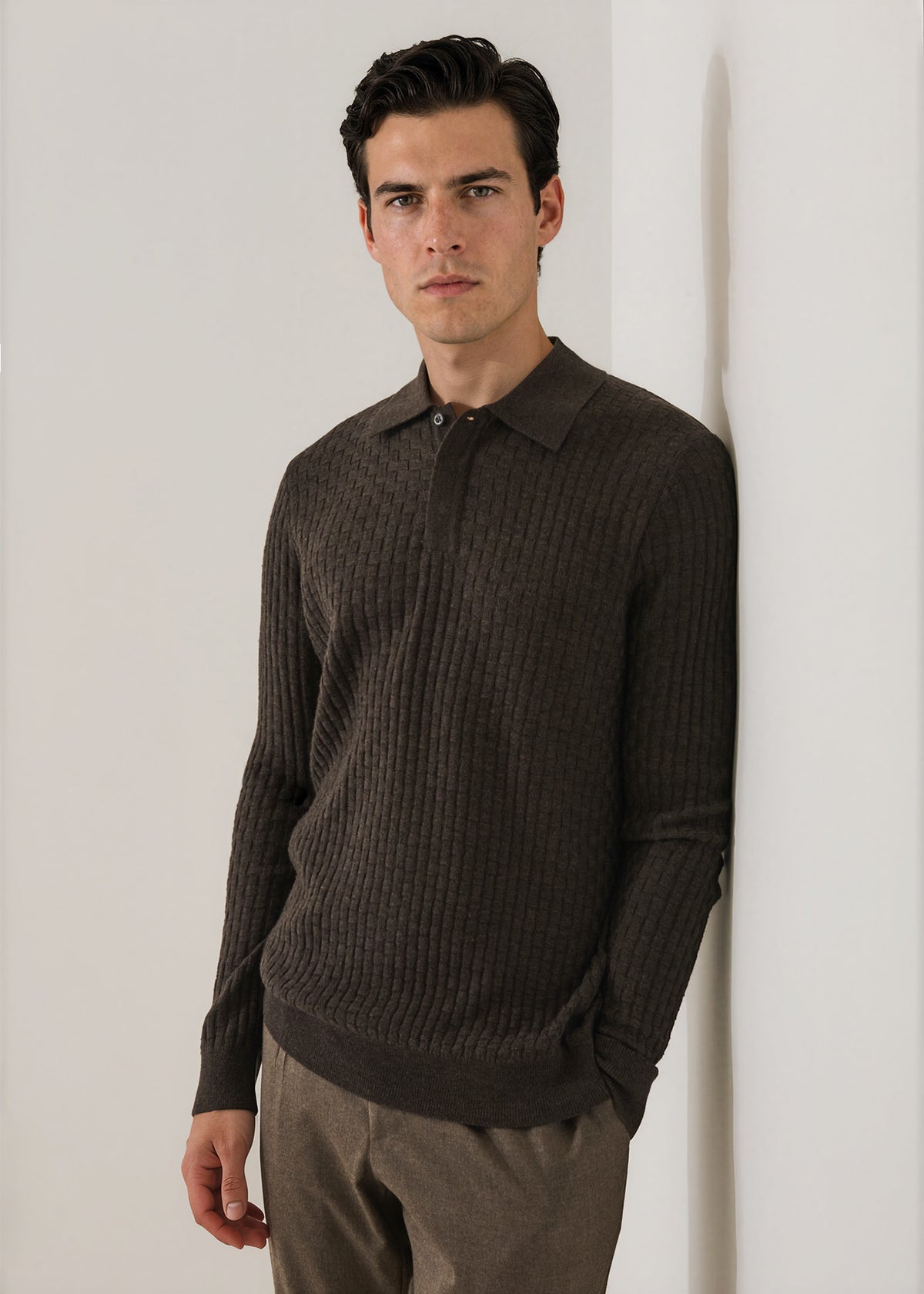 Extra-Fine Merino Wool Basketweave Polo - PATRICK ASSARAF