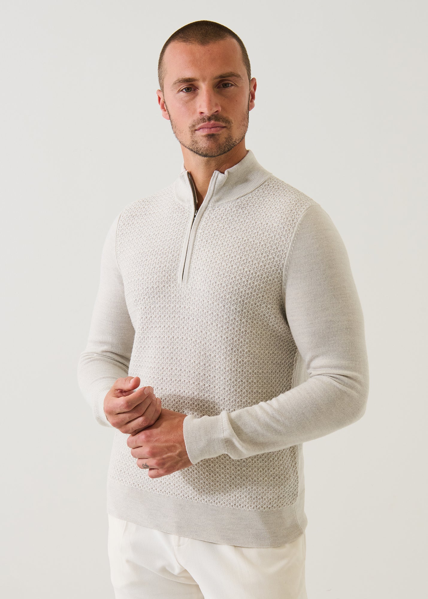 Merino Textured Quarter Zip - PATRICK ASSARAF