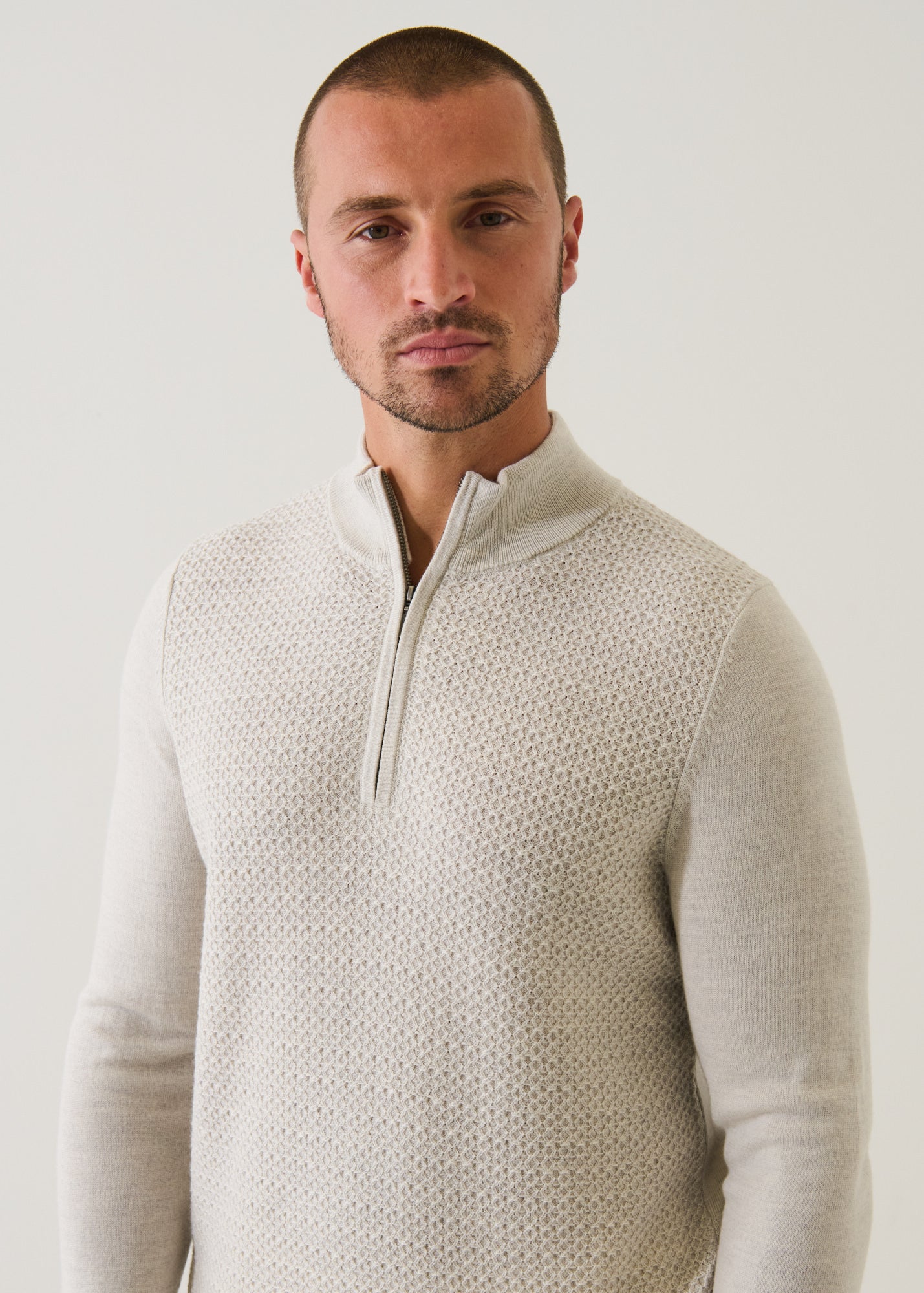 Merino Textured Quarter Zip - PATRICK ASSARAF