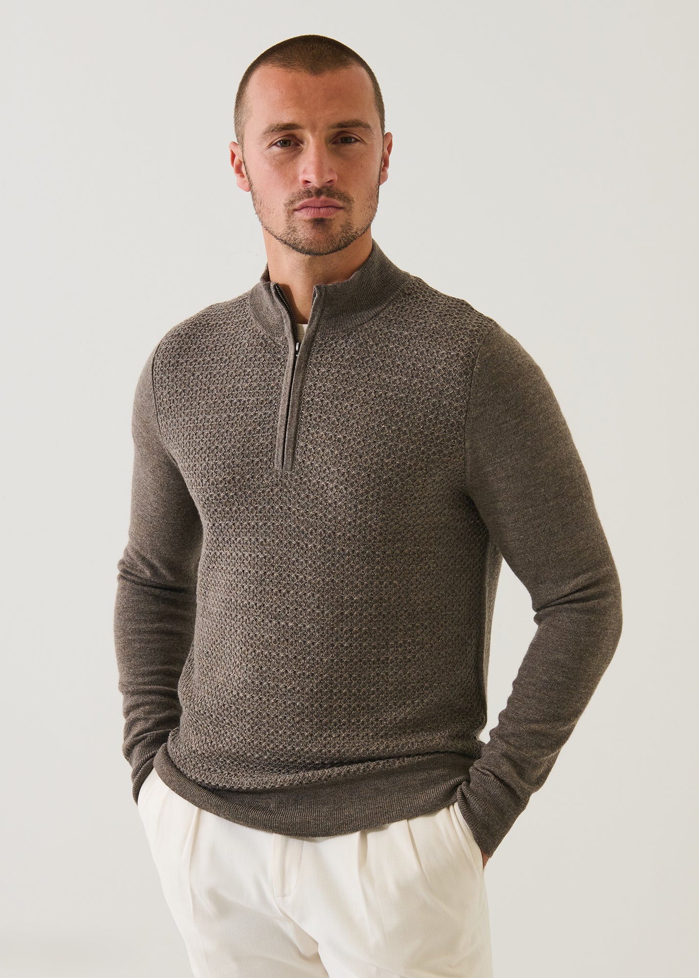 Merino Textured Quarter Zip - PATRICK ASSARAF