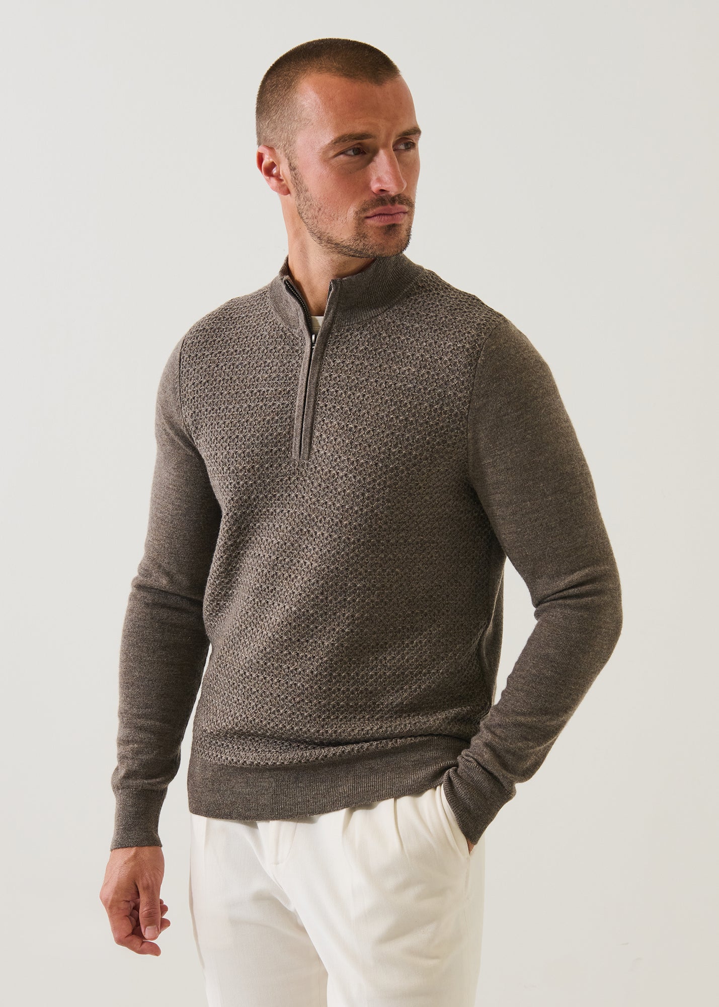 Merino Textured Quarter Zip - PATRICK ASSARAF