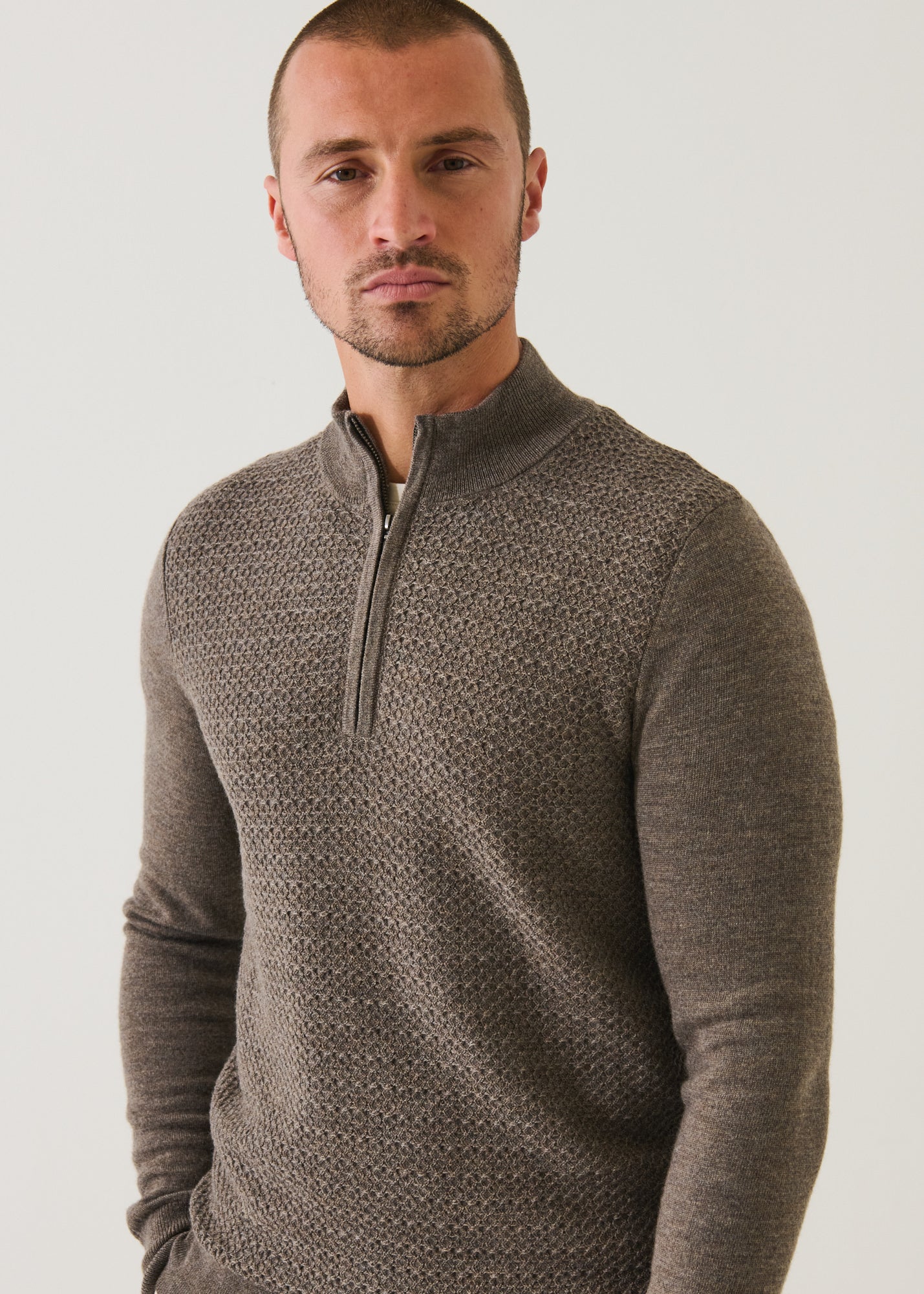 Merino Textured Quarter Zip - PATRICK ASSARAF