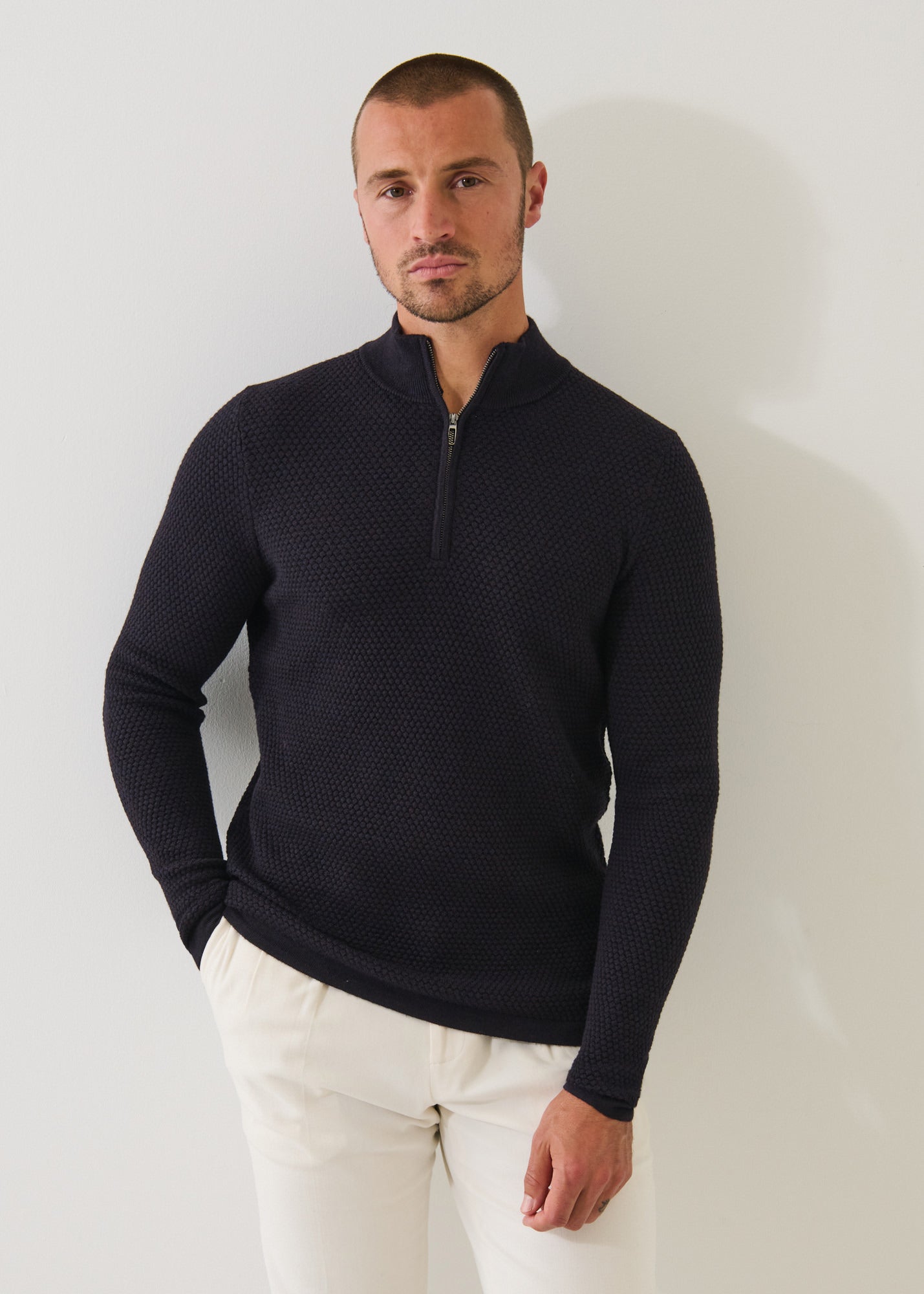 Merino Bubble Stitch Quarter Zip - PATRICK ASSARAF