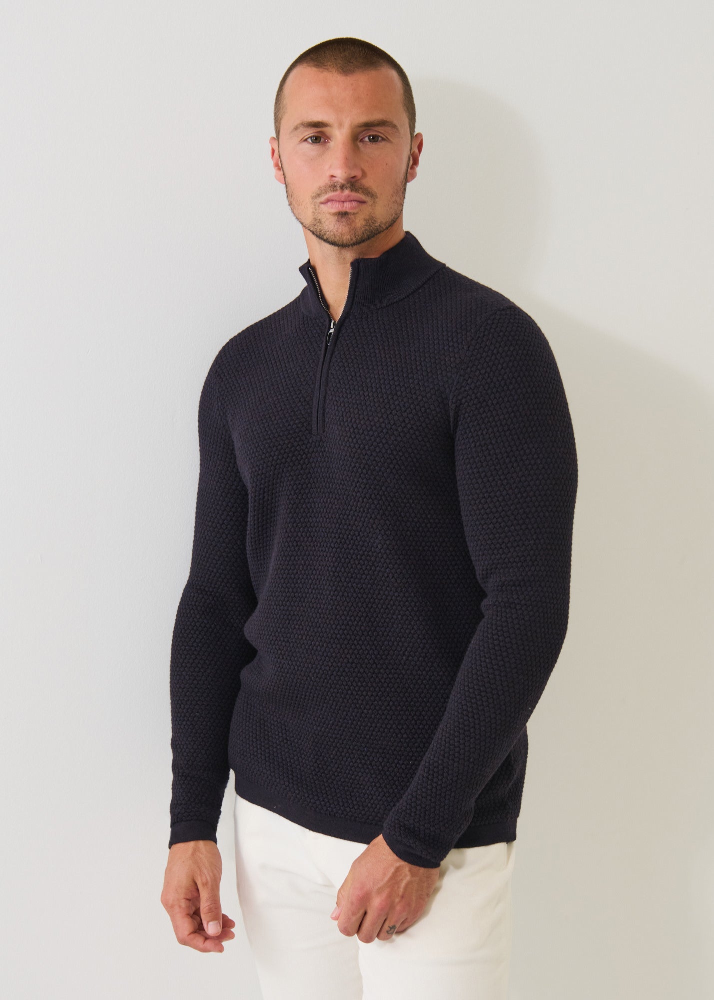 Merino Bubble Stitch Quarter Zip - PATRICK ASSARAF