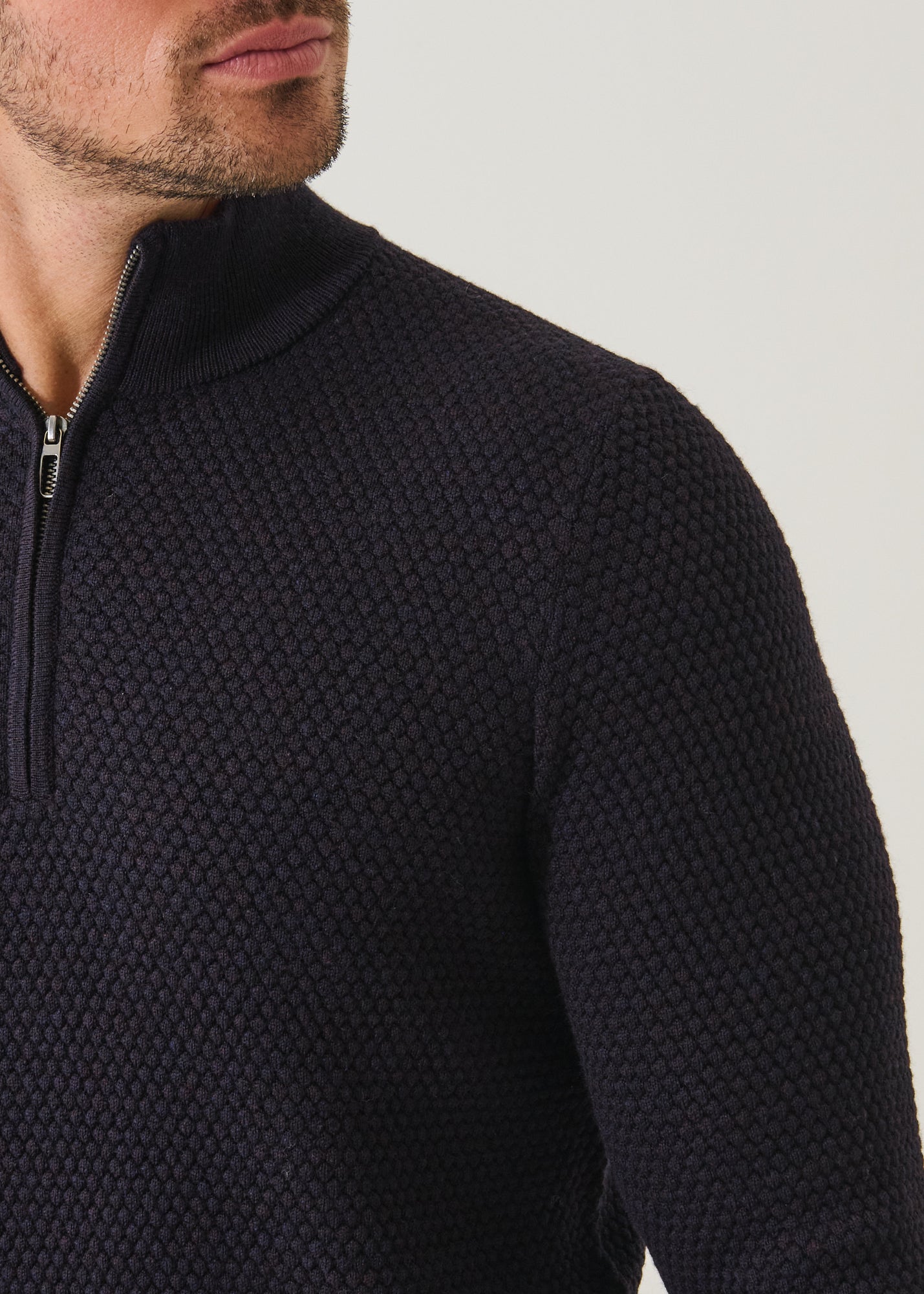 Merino Bubble Stitch Quarter Zip - PATRICK ASSARAF