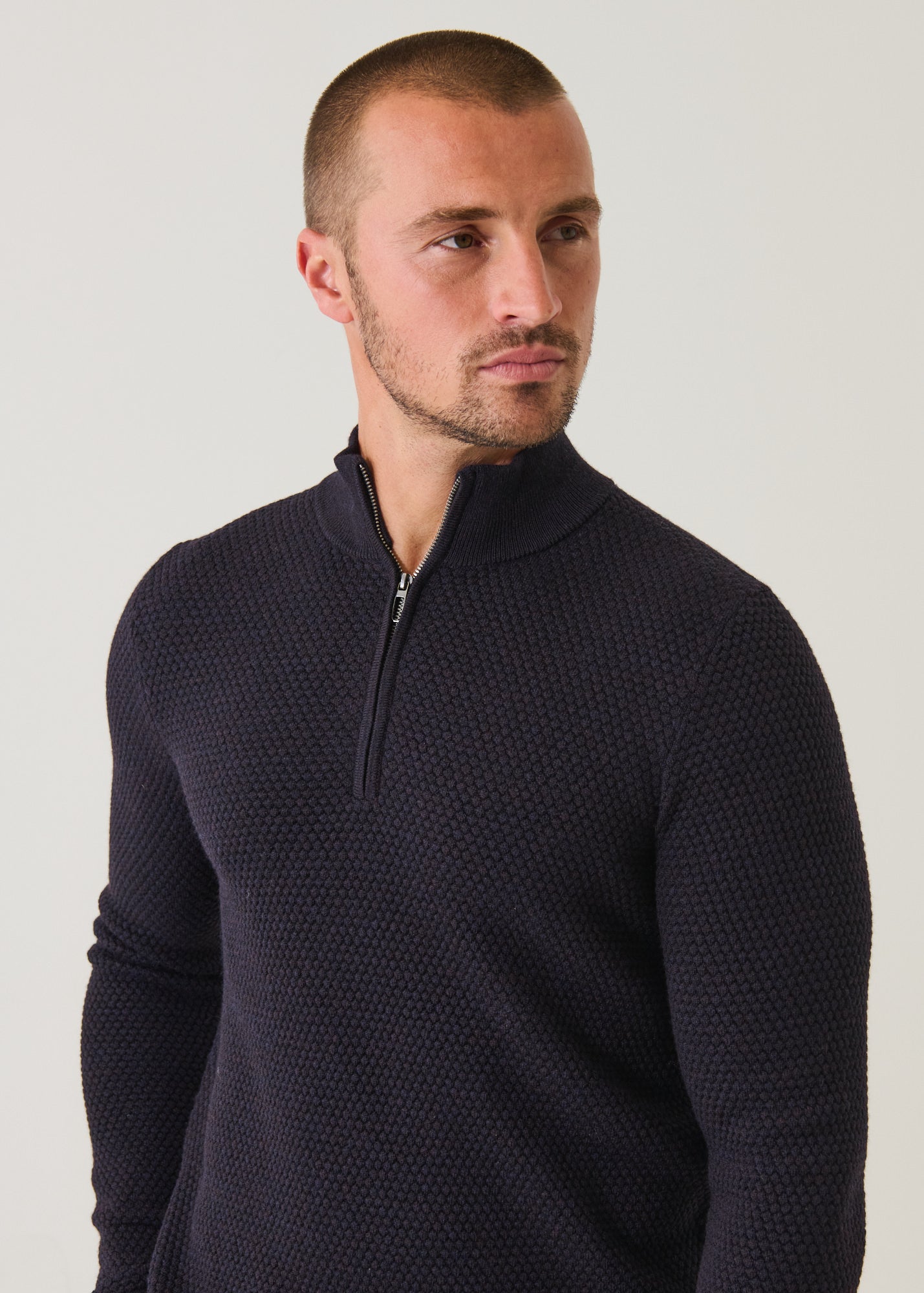 Merino Bubble Stitch Quarter Zip - PATRICK ASSARAF