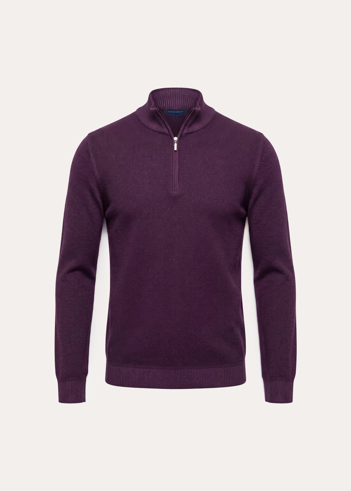 Vintage Wash Merino Pebble Stitch Quarter Zip - PATRICK ASSARAF