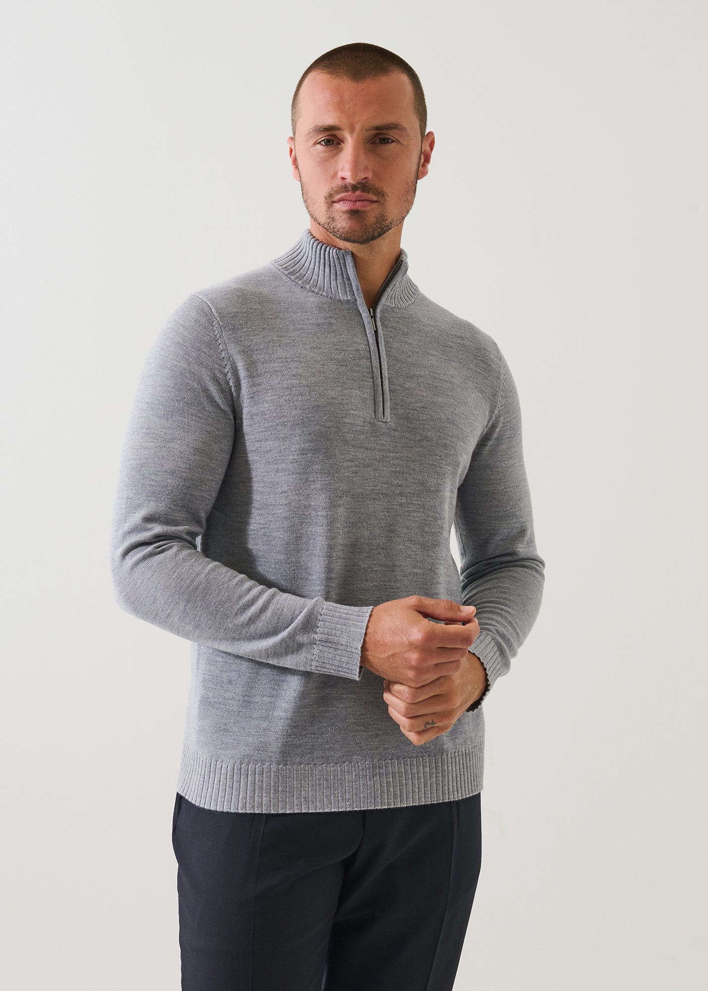 Merino Plaited Quarter Zip