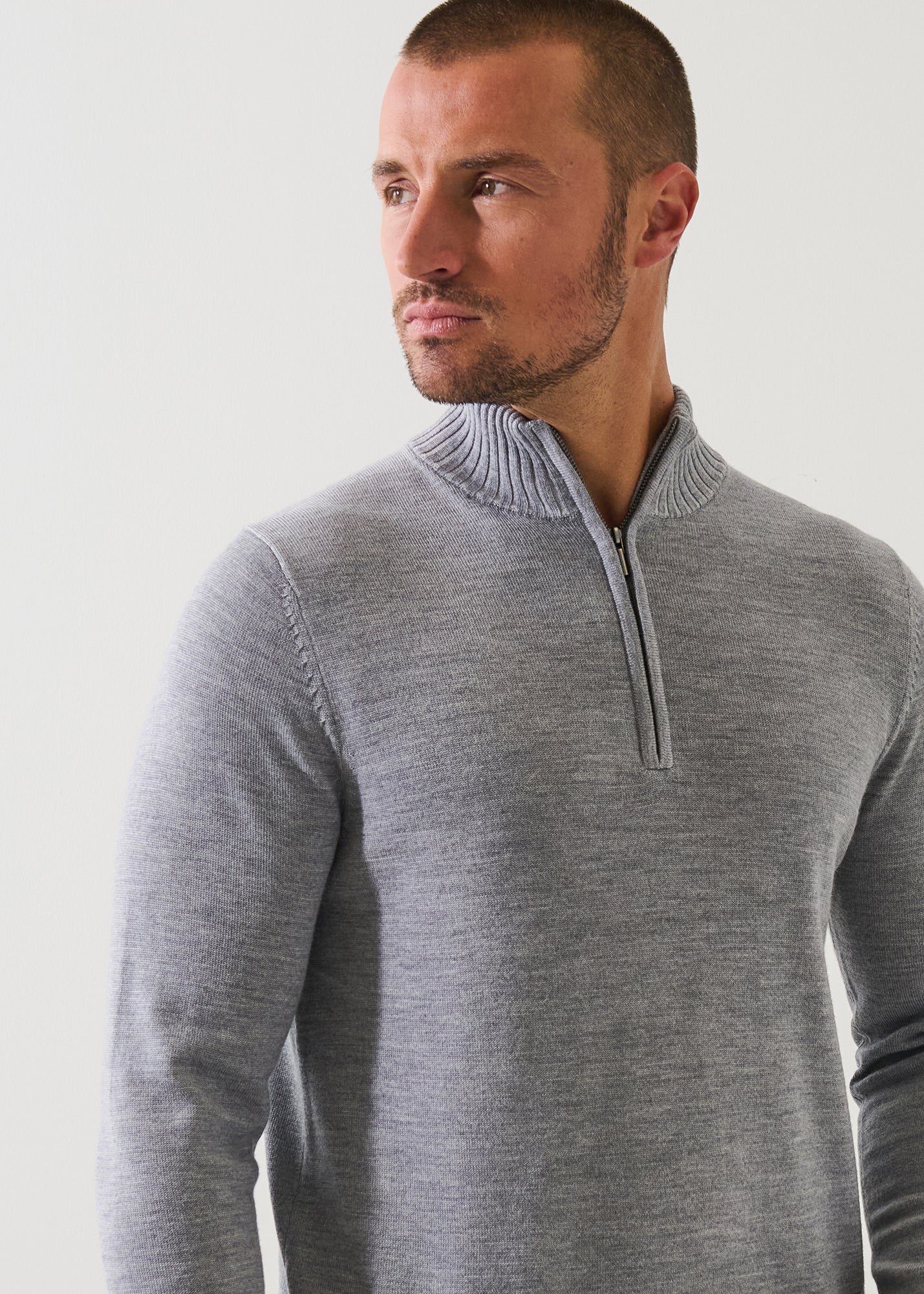 Merino Plaited Quarter Zip