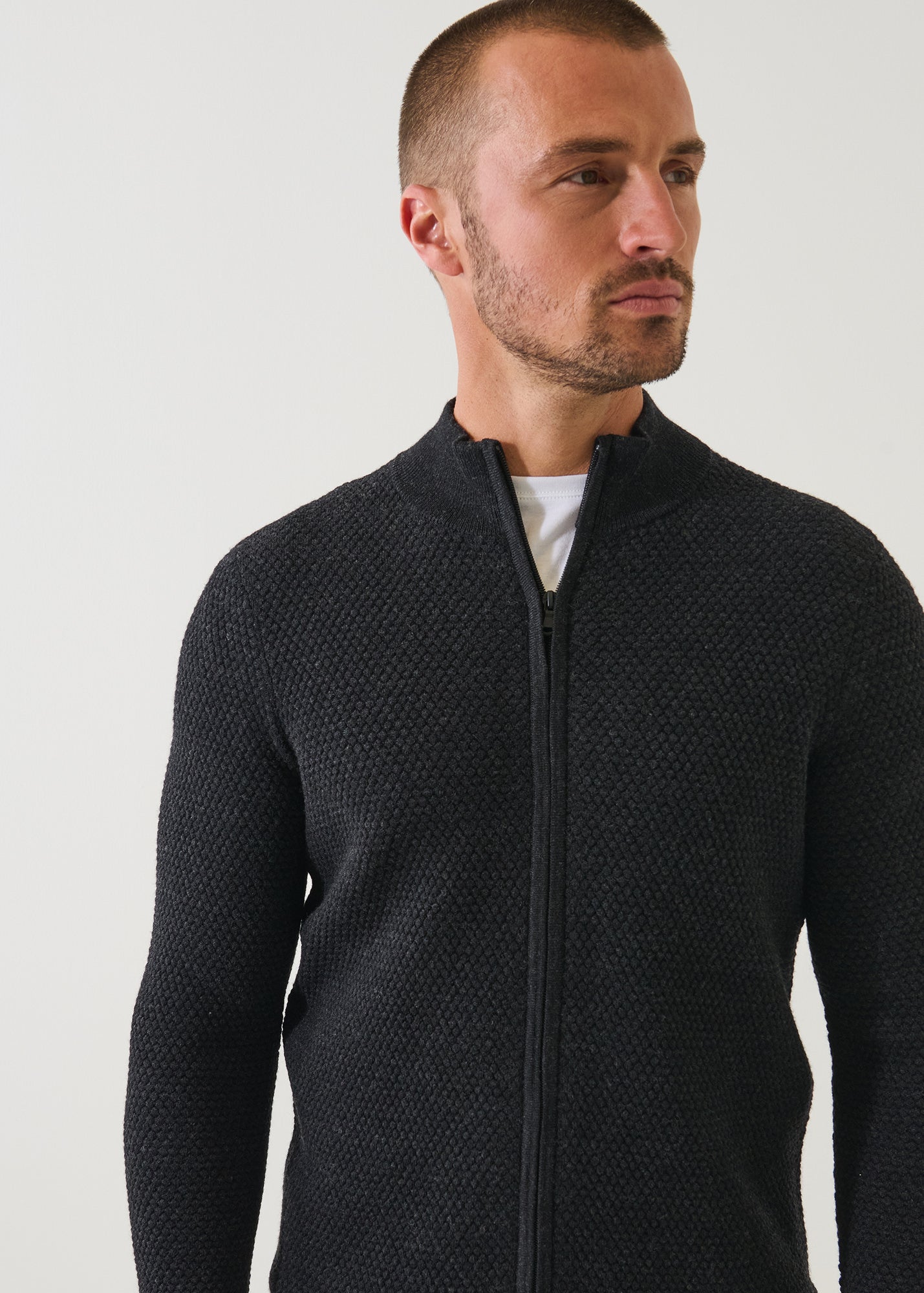 Merino Bubble Stitch Full Zip Cardigan - PATRICK ASSARAF