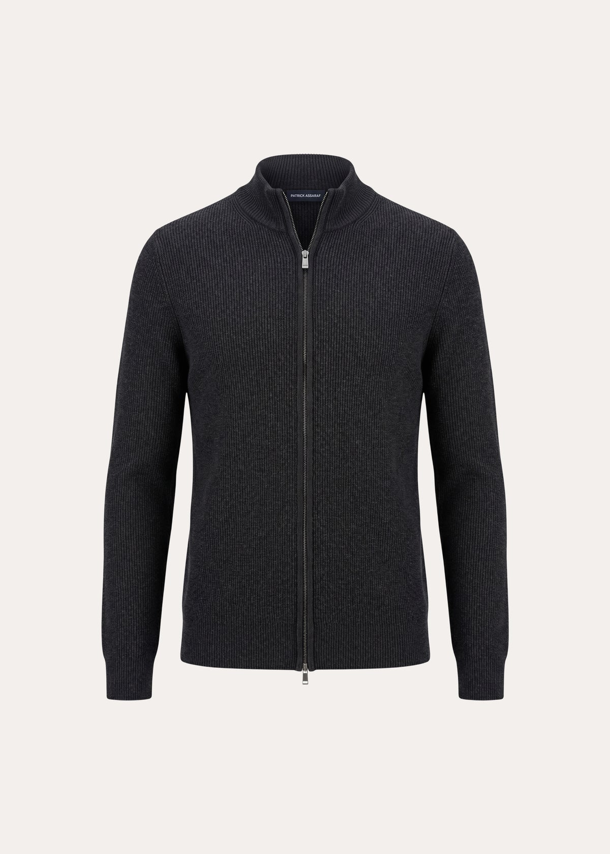 Extra-Fine Merino Wool Textured Rib Full Zip Cardigan - PATRICK ASSARAF