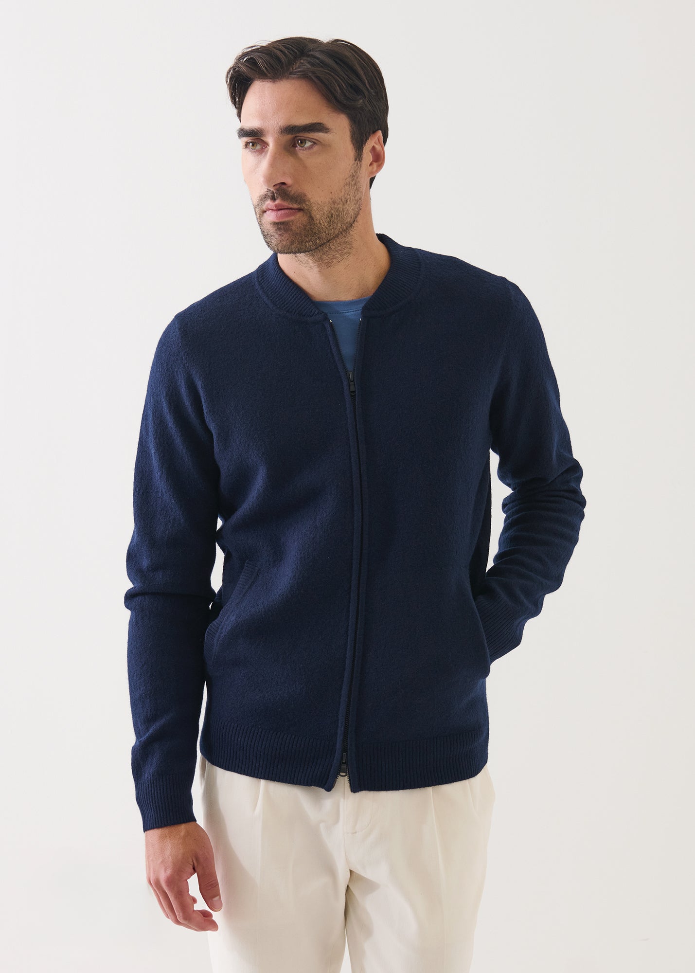 Boiled Merino Full Zip Baseball Jacket - PATRICK ASSARAF