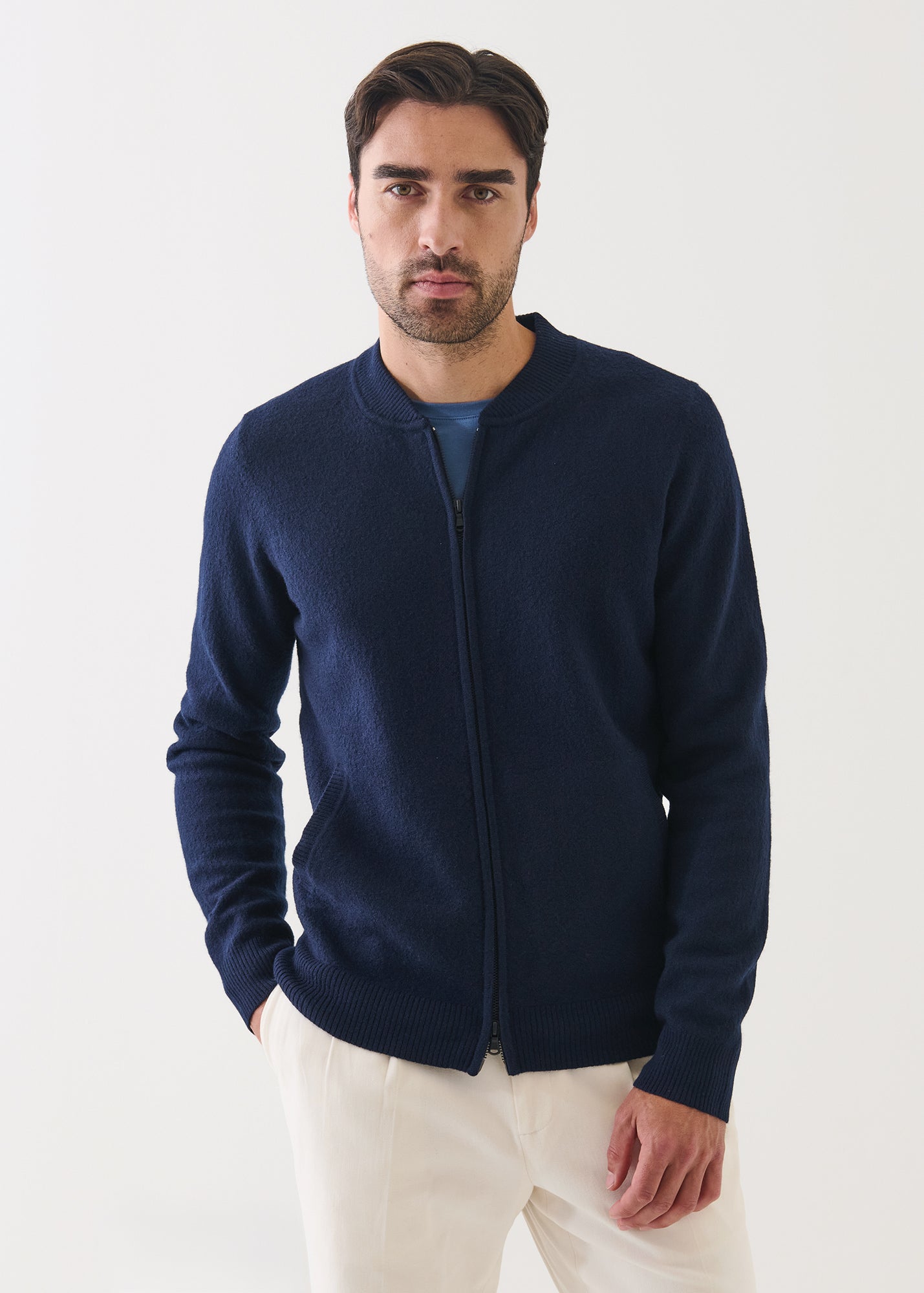 Boiled Merino Full Zip Baseball Jacket - PATRICK ASSARAF