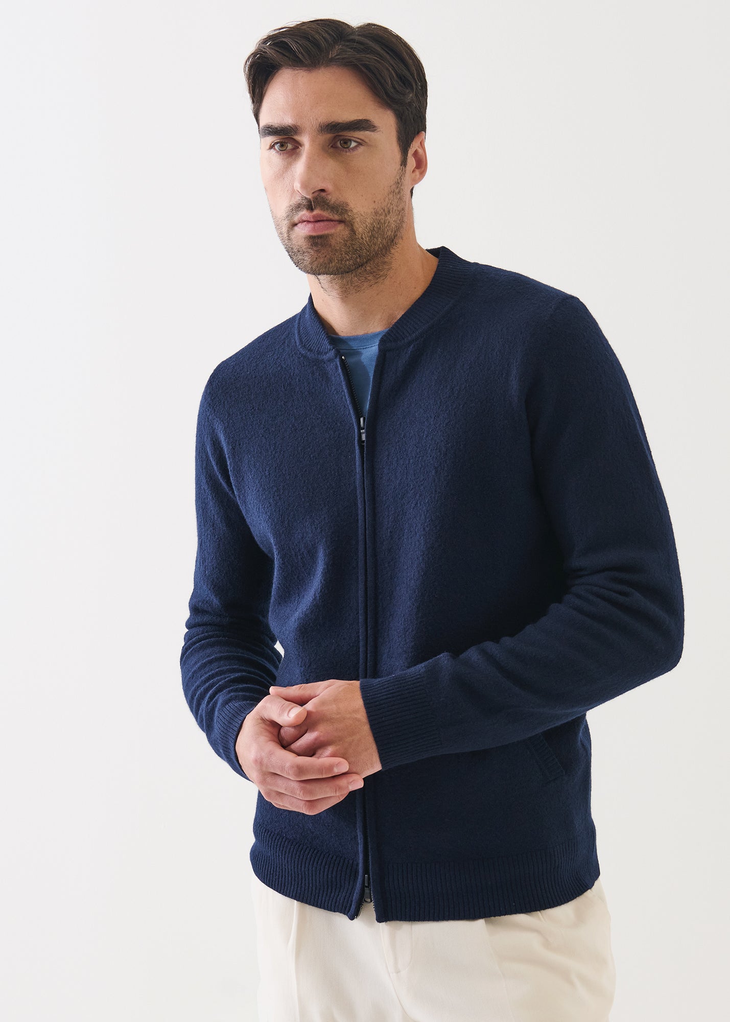 Boiled Merino Full Zip Baseball Jacket - PATRICK ASSARAF