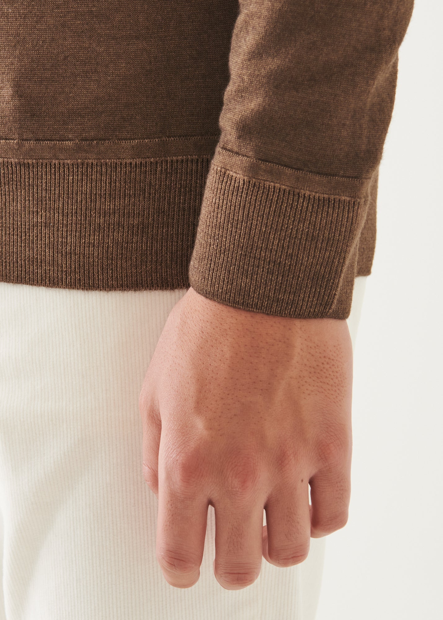 Extra-Fine Merino Vintage Wash Ribbed Hem Crewneck - PATRICK ASSARAF