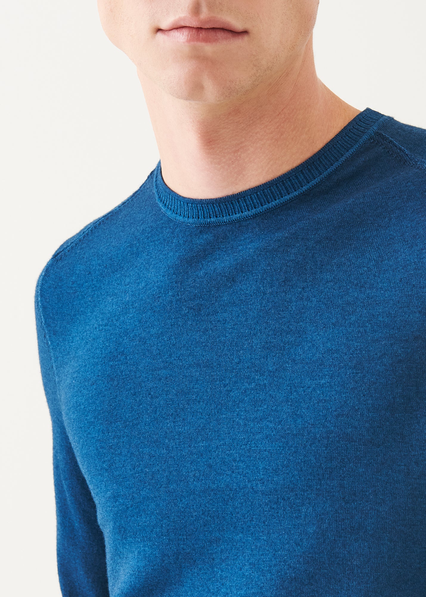 Extra-Fine Merino Vintage Wash Ribbed Hem Crewneck - PATRICK ASSARAF