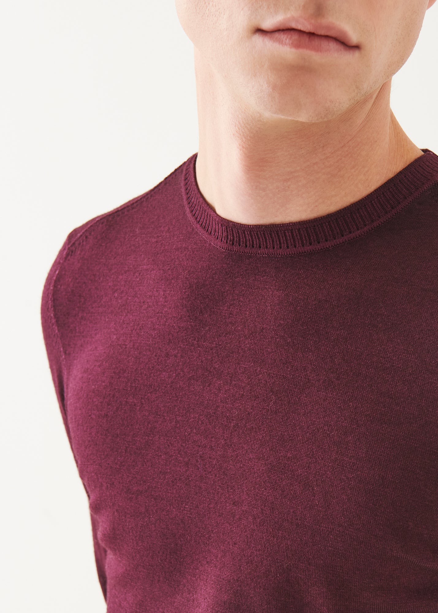 Extra-Fine Merino Vintage Wash Ribbed Hem Crewneck - PATRICK ASSARAF