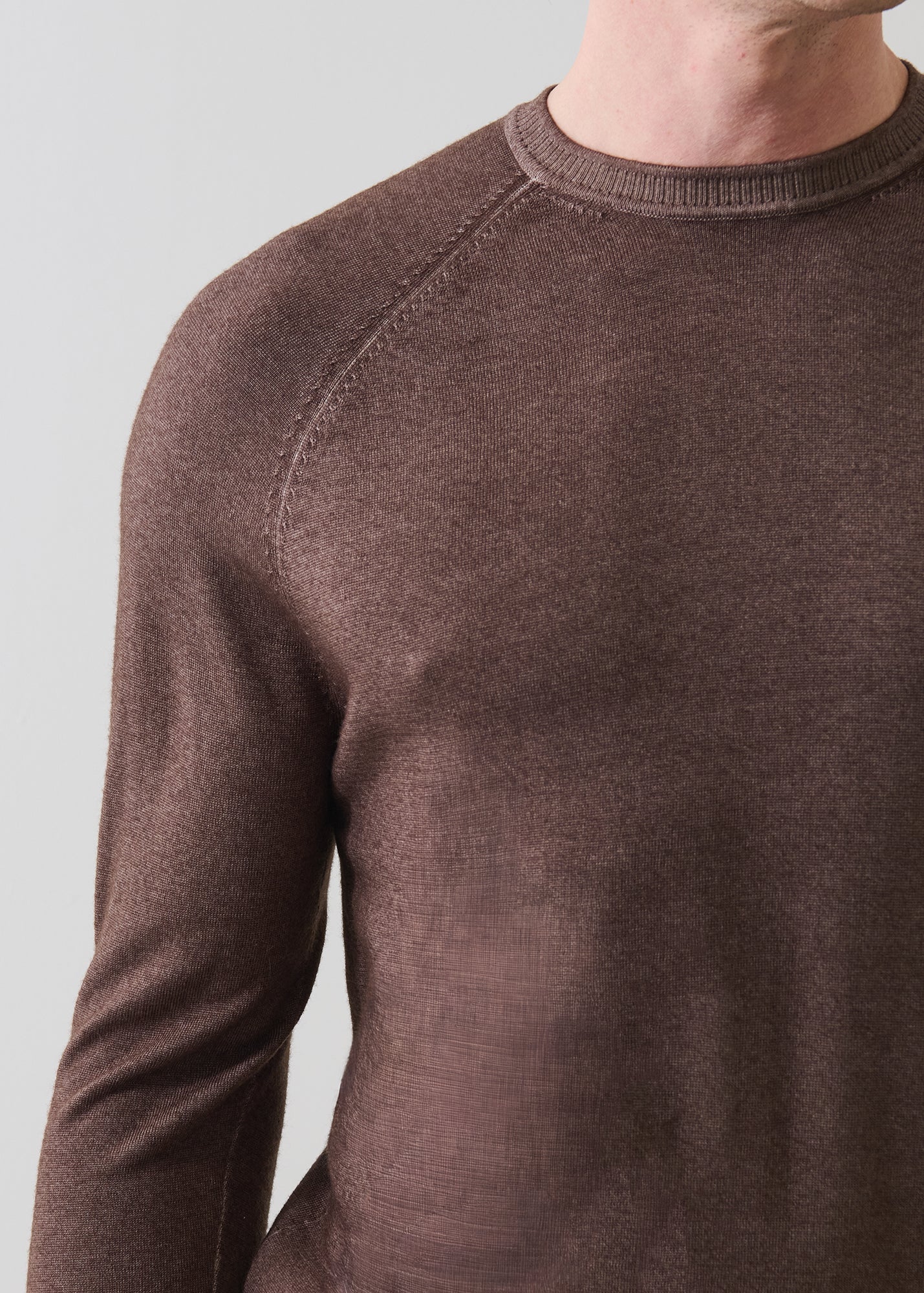 Merino Wool Vintage Wash Raglan Crew Neck - PATRICK ASSARAF