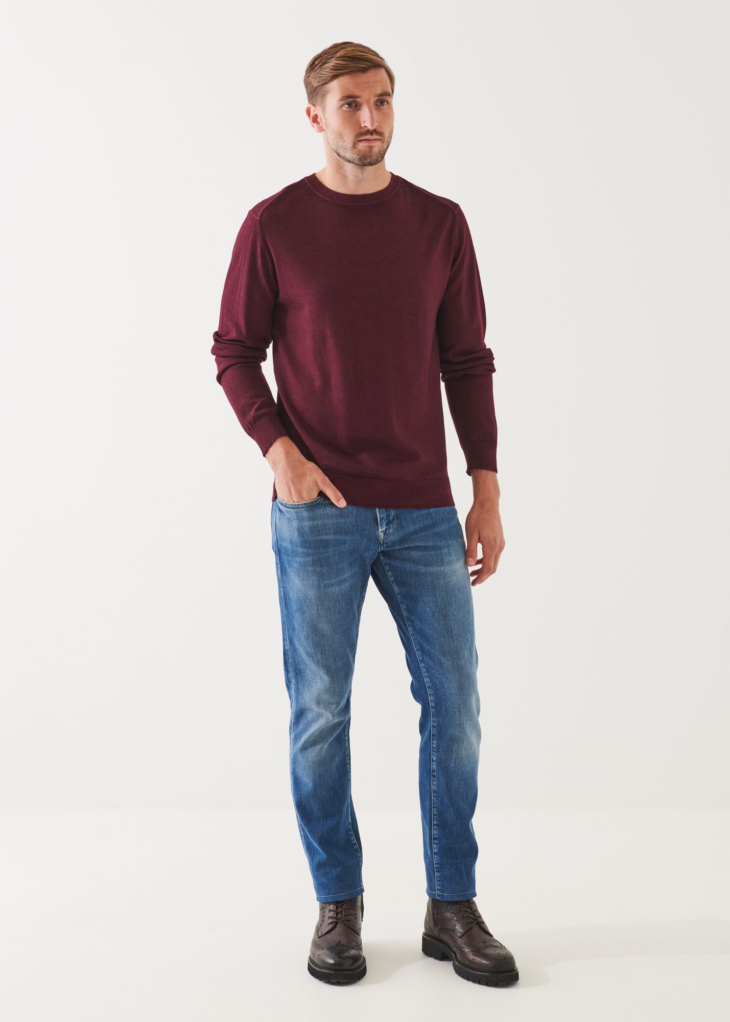 Extra-Fine Merino Vintage Wash Crewneck - PATRICK ASSARAF