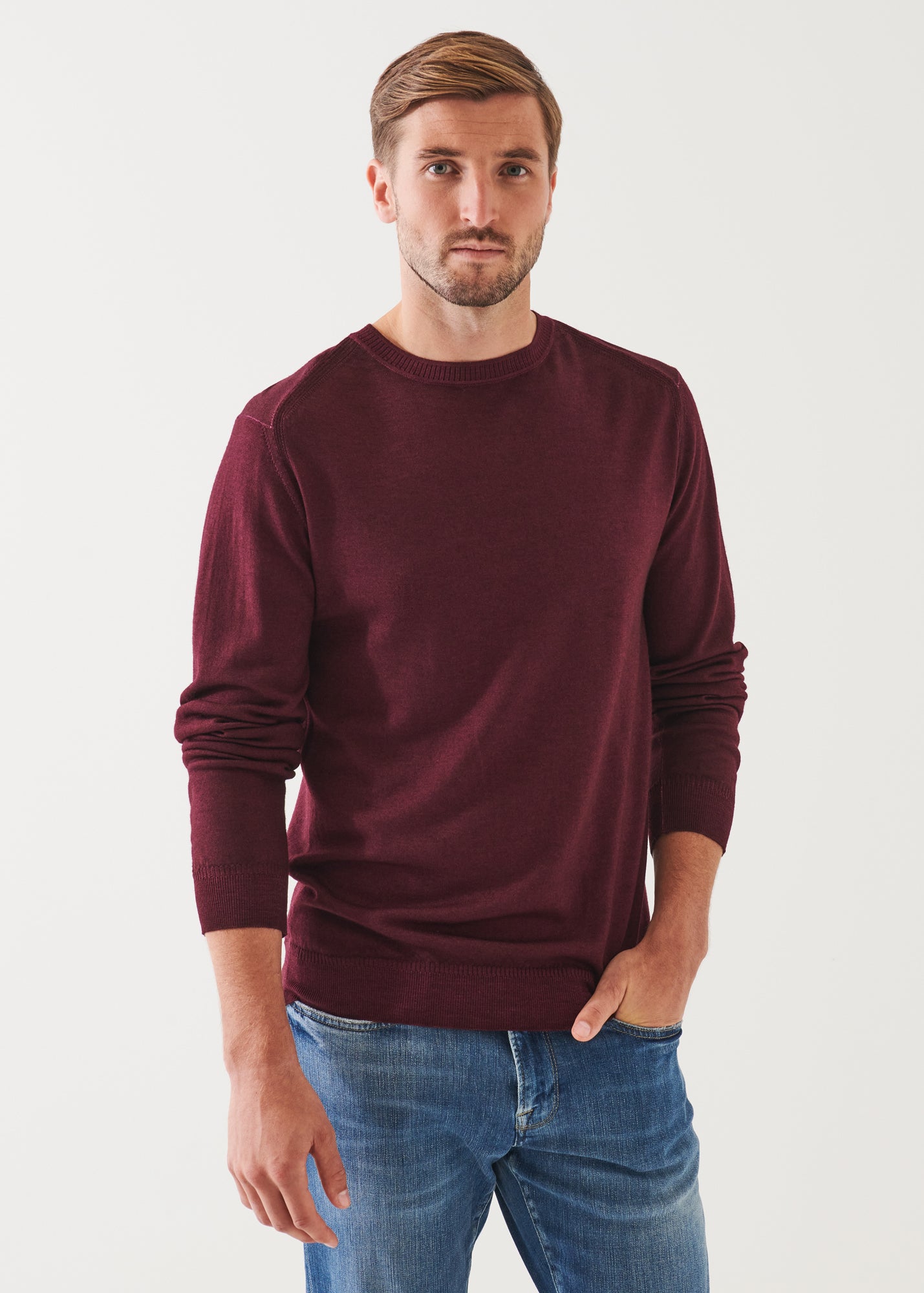 EXTRA-FINE MERINO COLD DYE CREWNECK | PATRICK ASSARAF.
