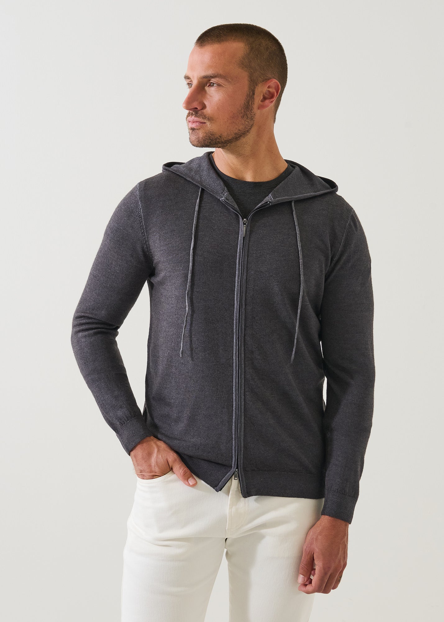 Extra-Fine Merino Vintage Wash Full Zip Hoodie