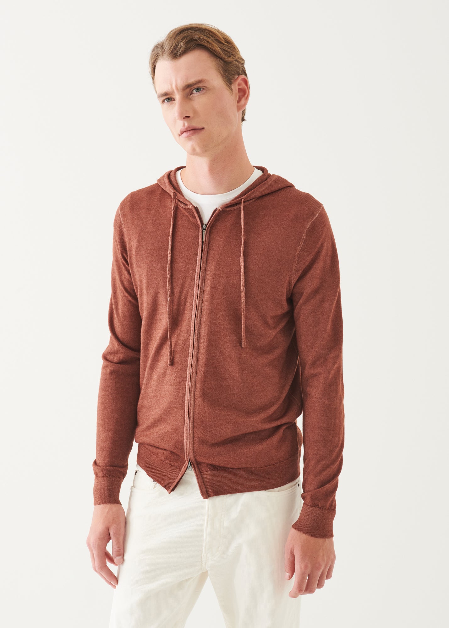 Extra-Fine Merino Vintage Wash Full Zip Hoodie - PATRICK ASSARAF