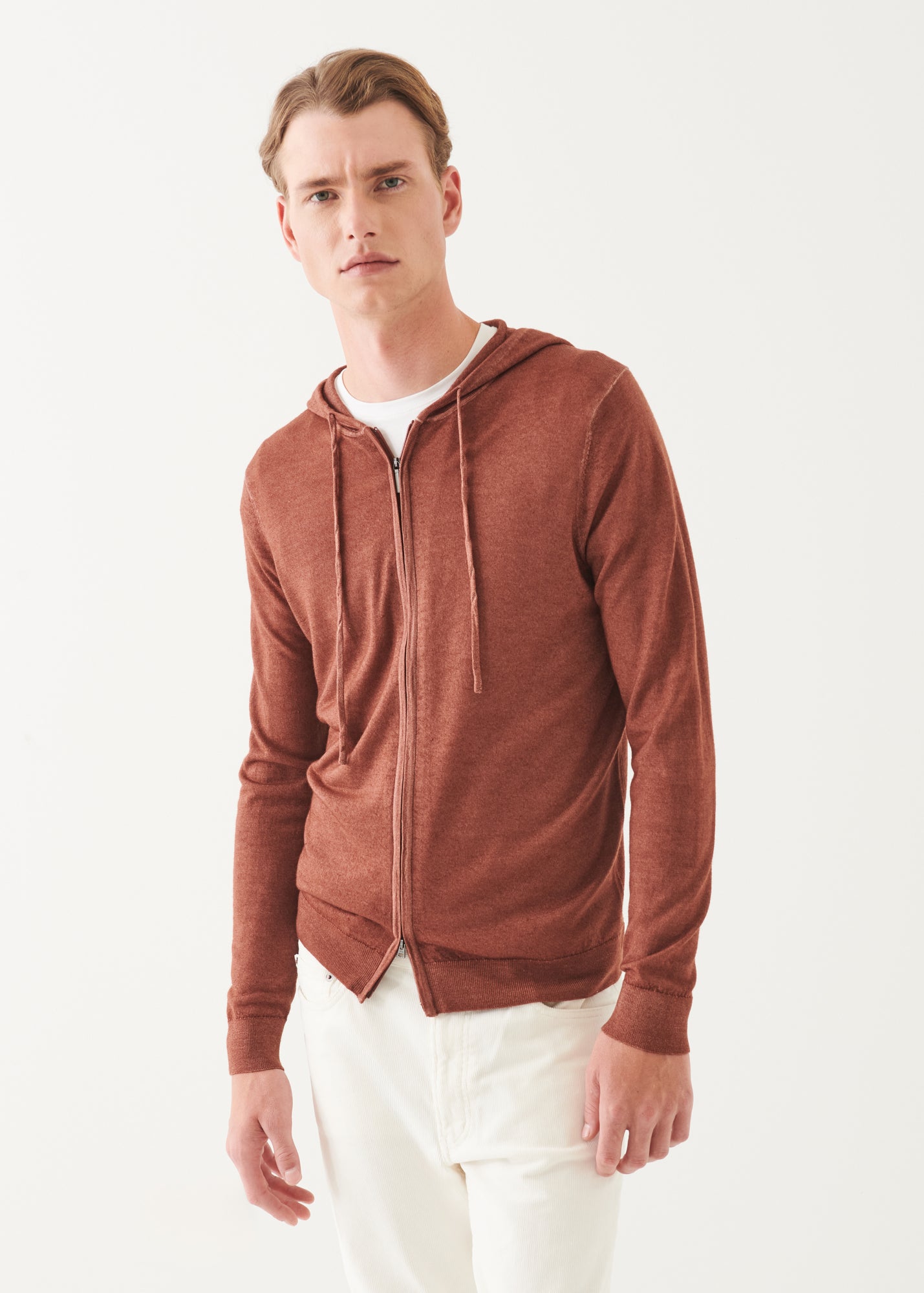 Extra-Fine Merino Vintage Wash Full Zip Hoodie - PATRICK ASSARAF