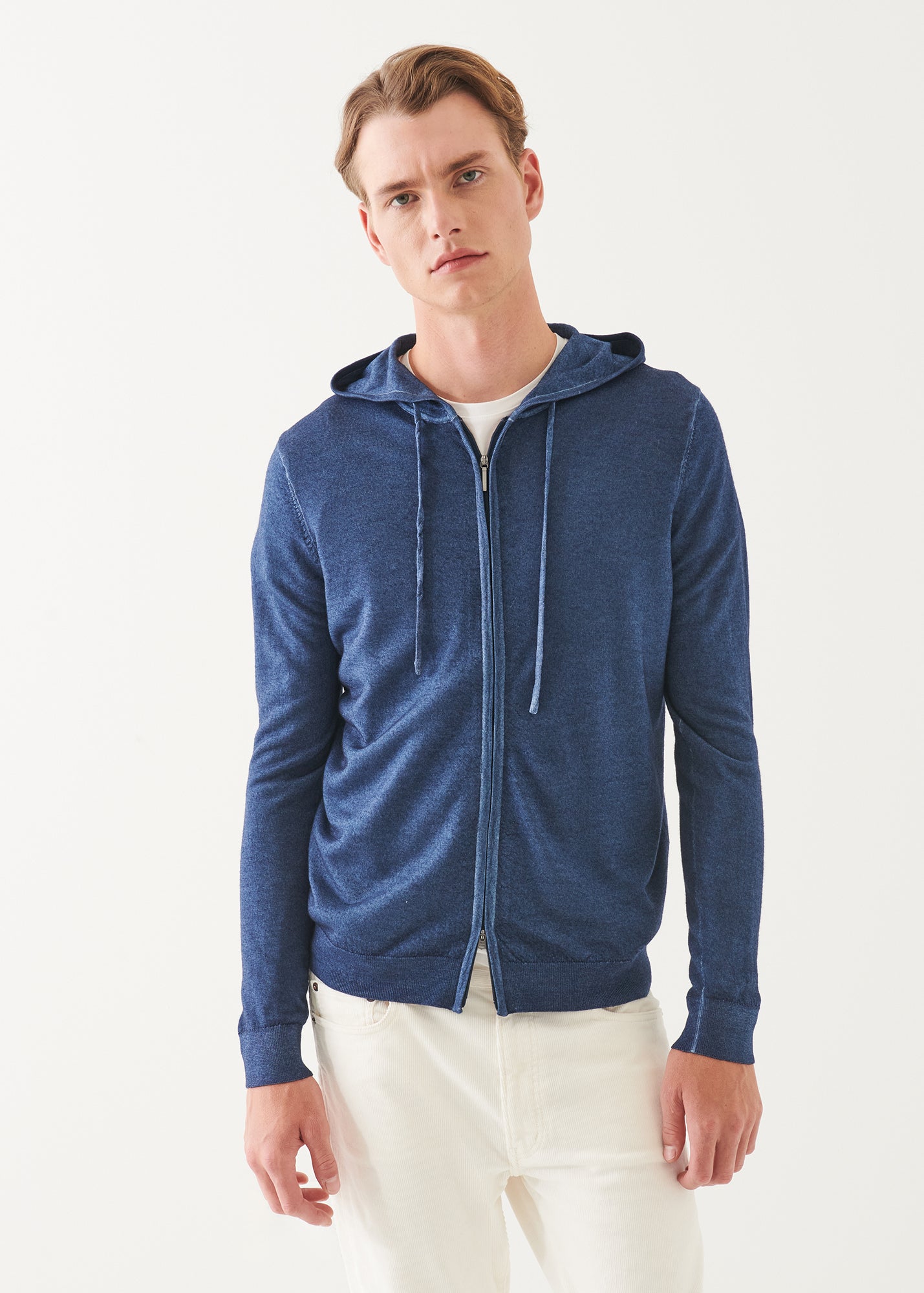 Extra-Fine Merino Vintage Wash Full Zip Hoodie - PATRICK ASSARAF