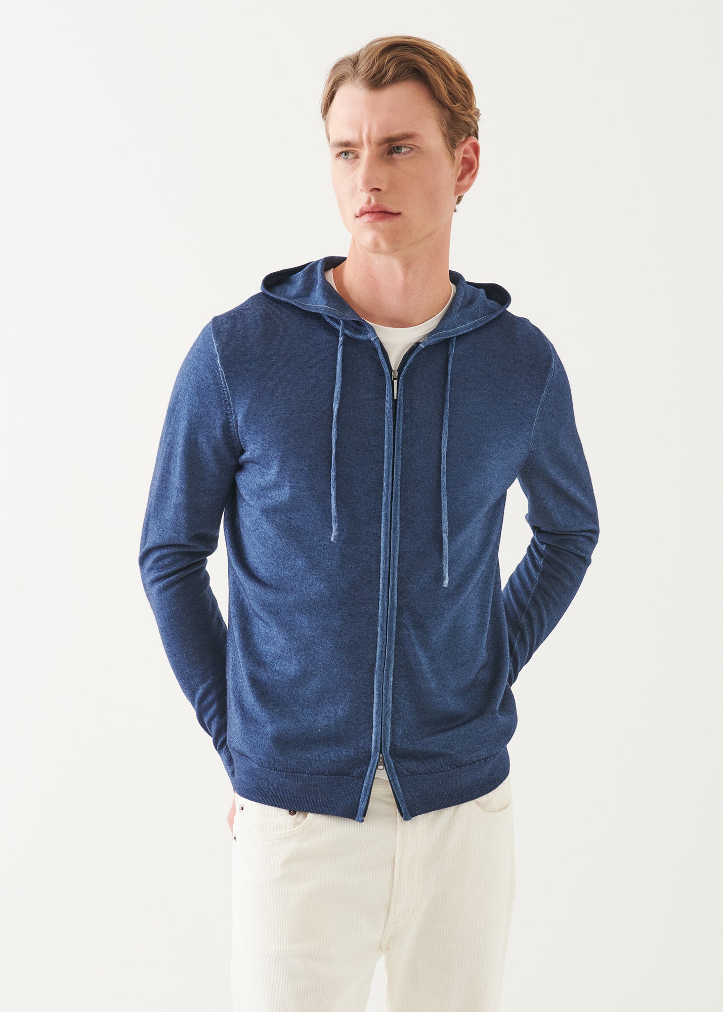Extra-Fine Merino Vintage Wash Full Zip Hoodie - PATRICK ASSARAF