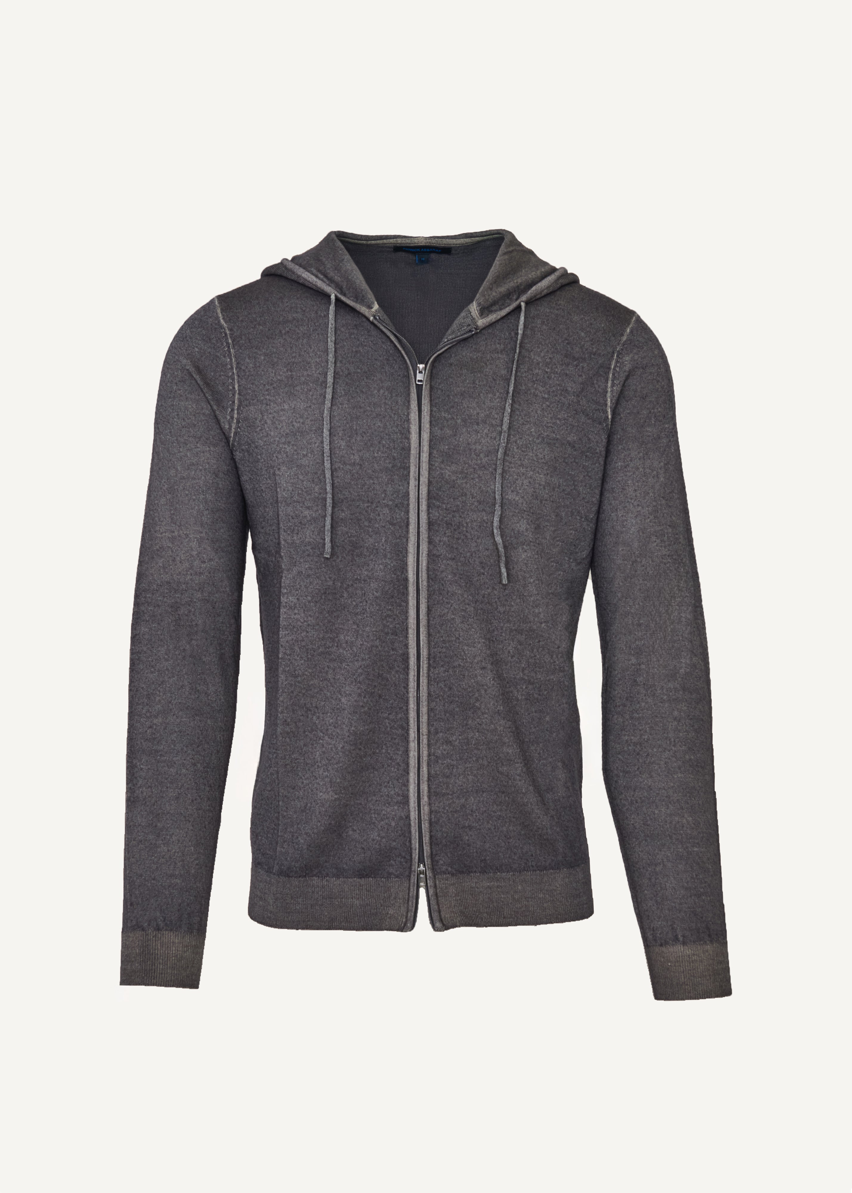 Extra-Fine Merino Wool Vintage Wash Full Zip Hoodie - PATRICK ASSARAF