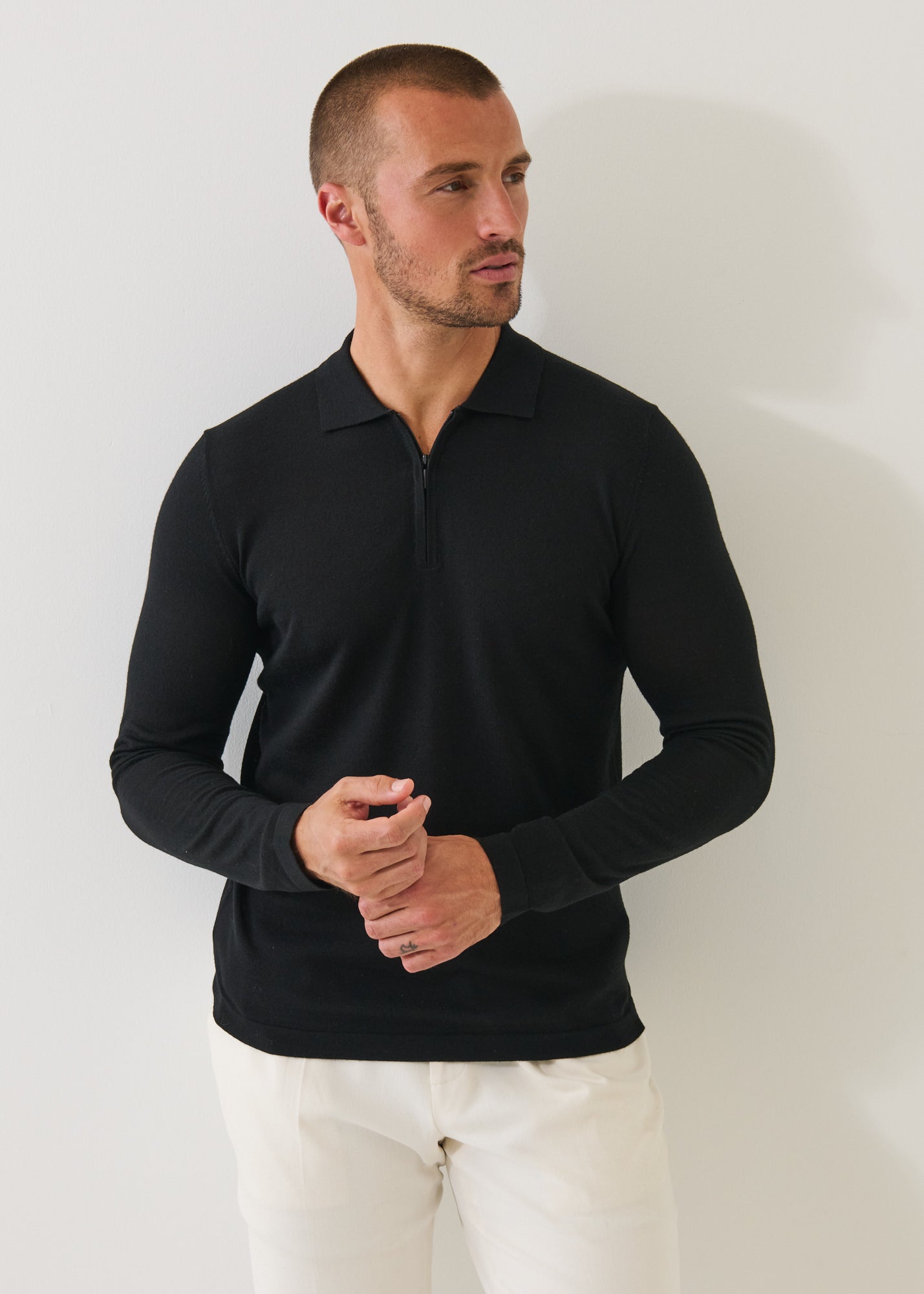 Extra-Fine Merino Quarter Zip Polo