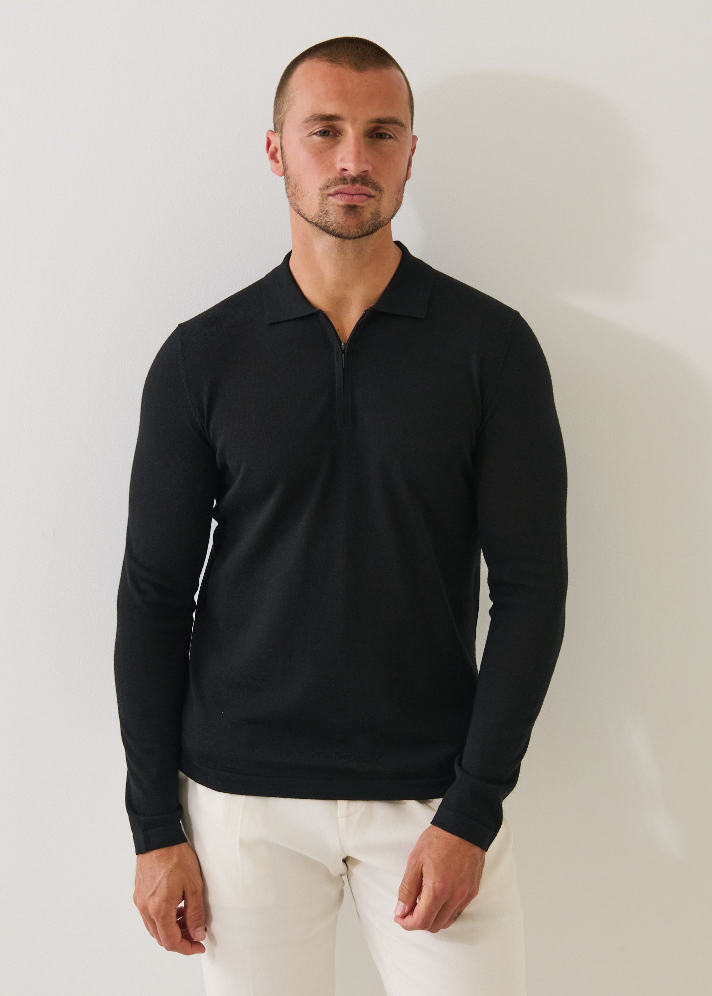 Extra-Fine Merino Quarter Zip Polo