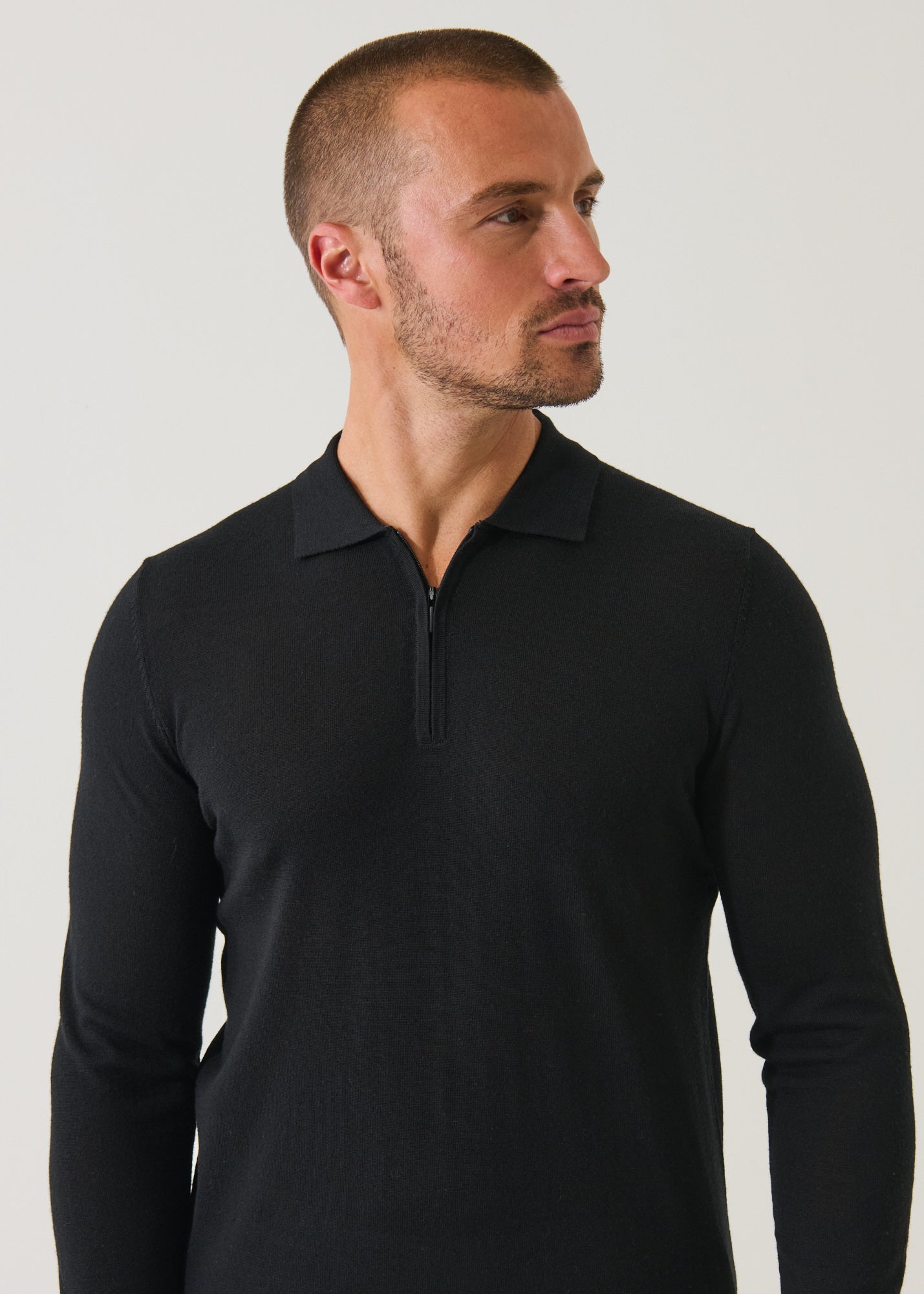 Extra-Fine Merino Quarter Zip Polo