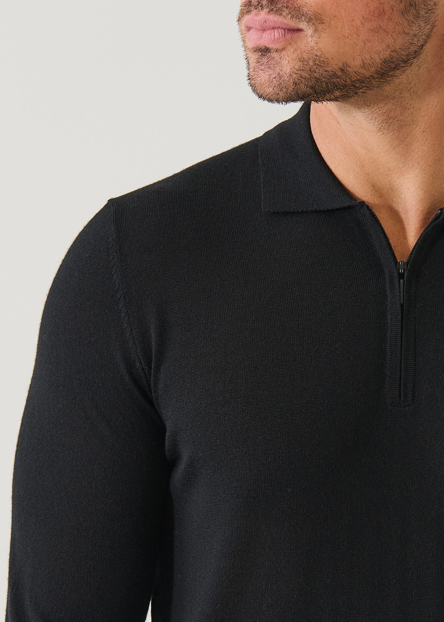 Extra-Fine Merino Quarter Zip Polo