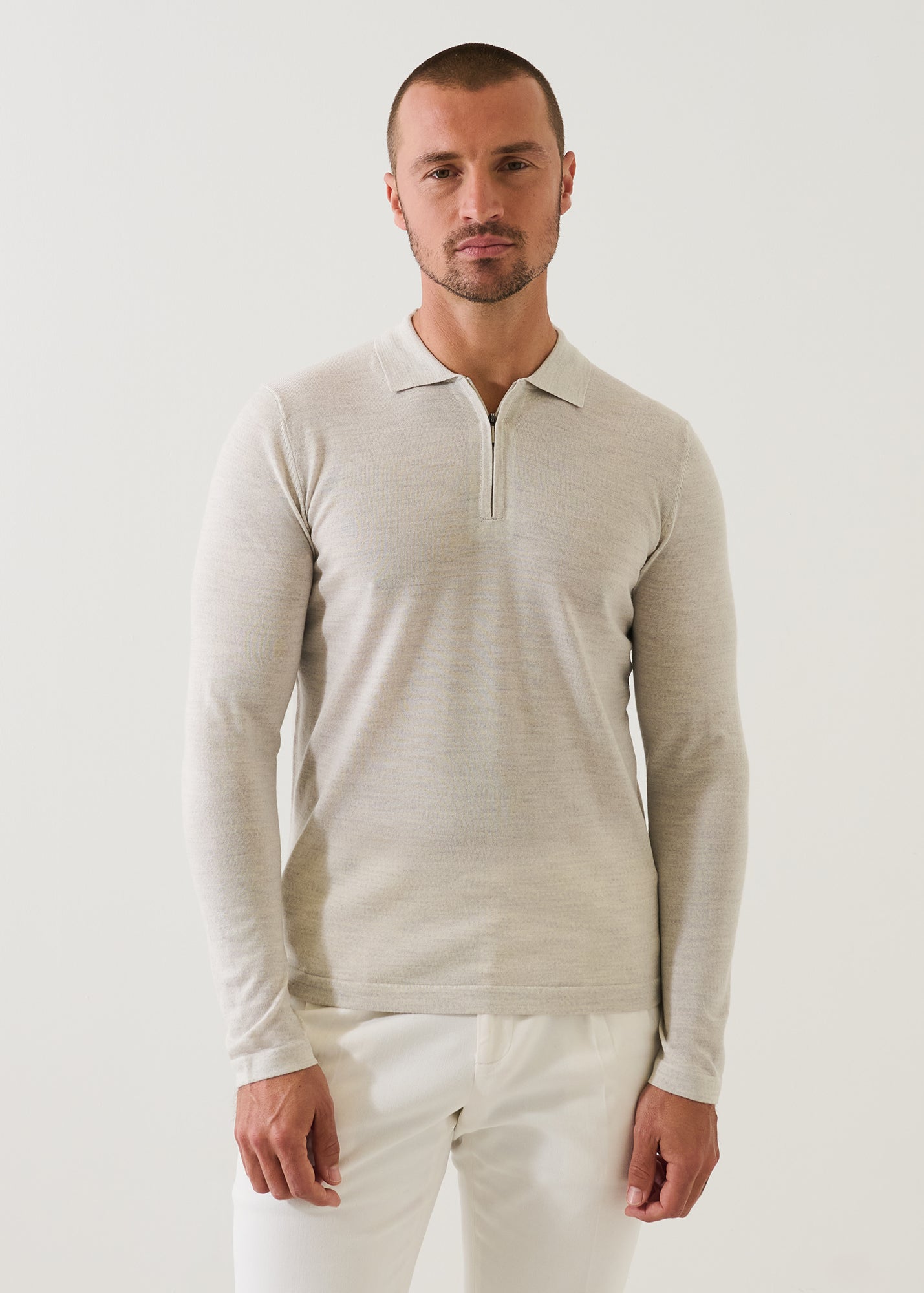 Extra-Fine Merino Quarter Zip Polo