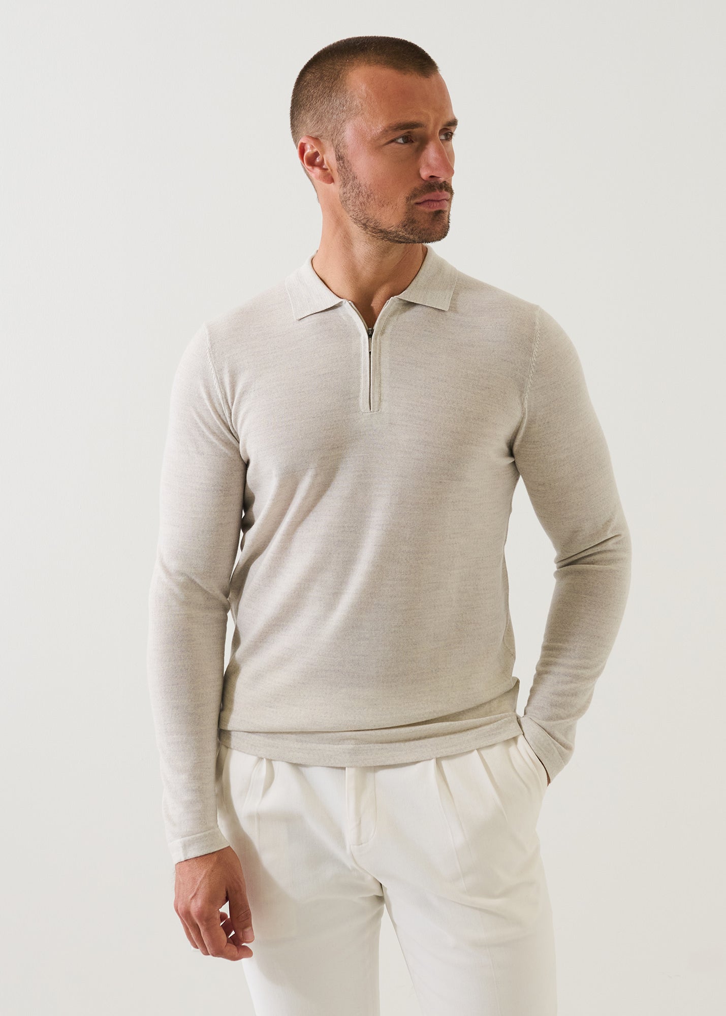 Extra-Fine Merino Quarter Zip Polo