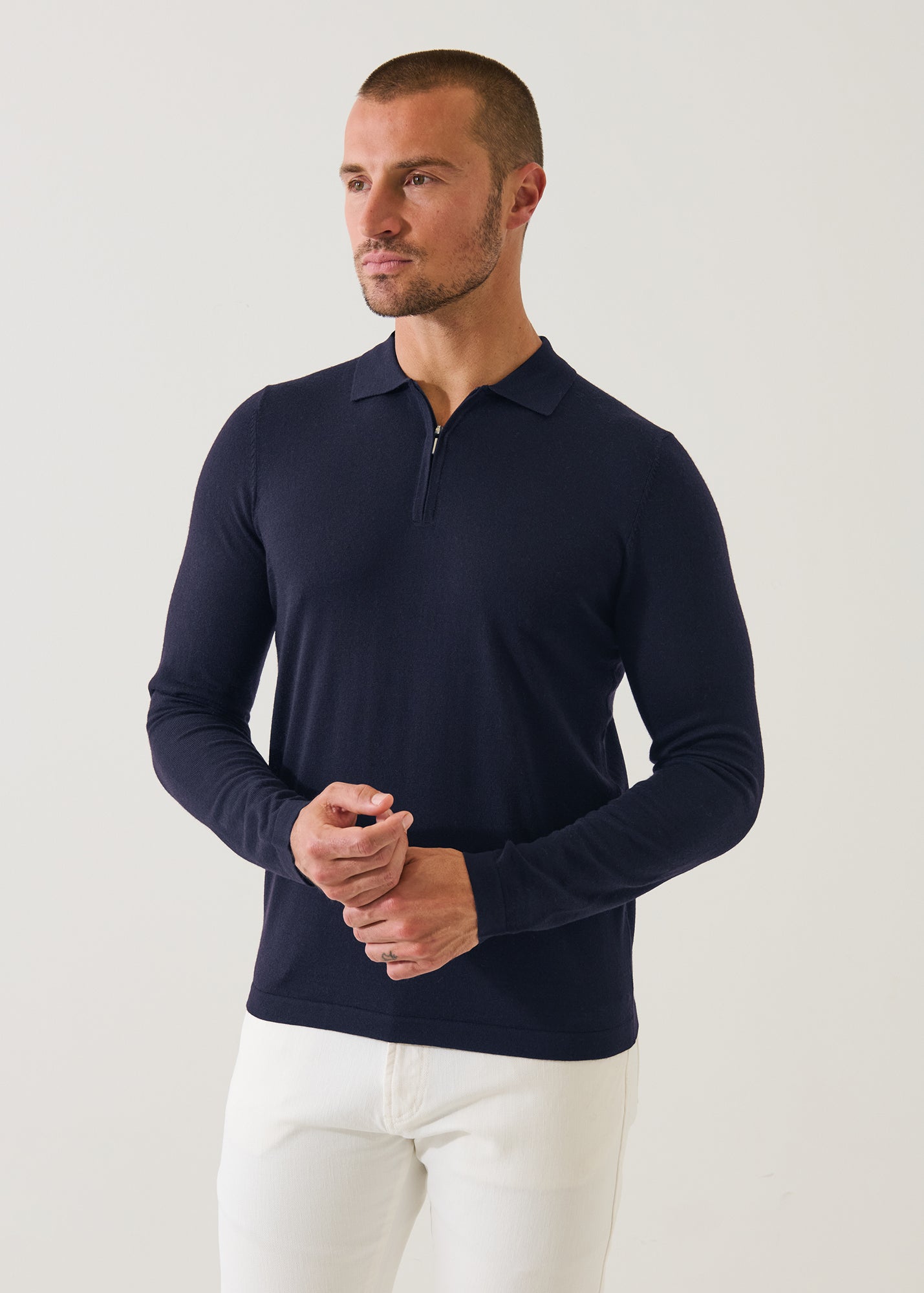 Extra-Fine Merino Quarter Zip Polo