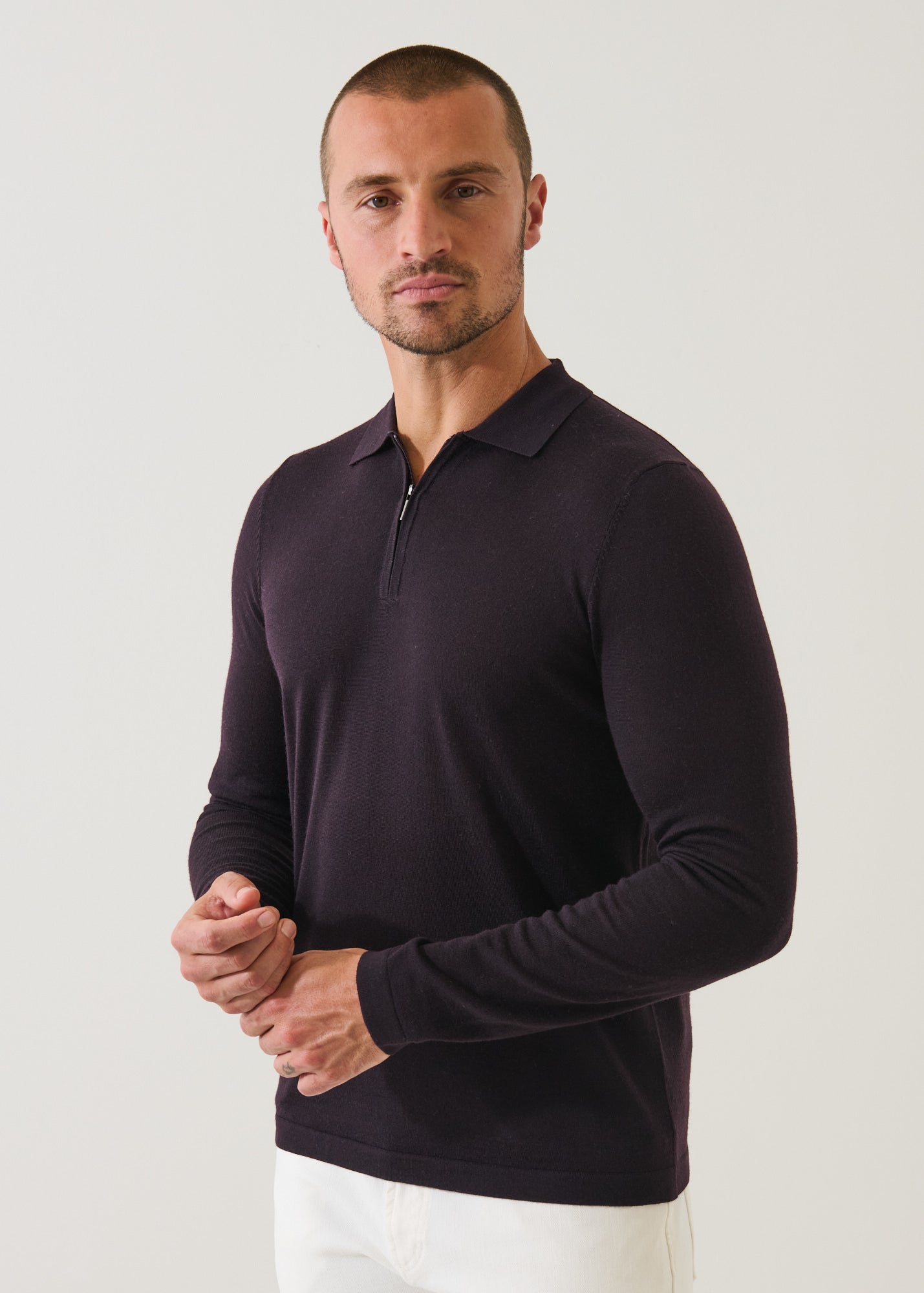 Extra-Fine Merino Quarter Zip Polo