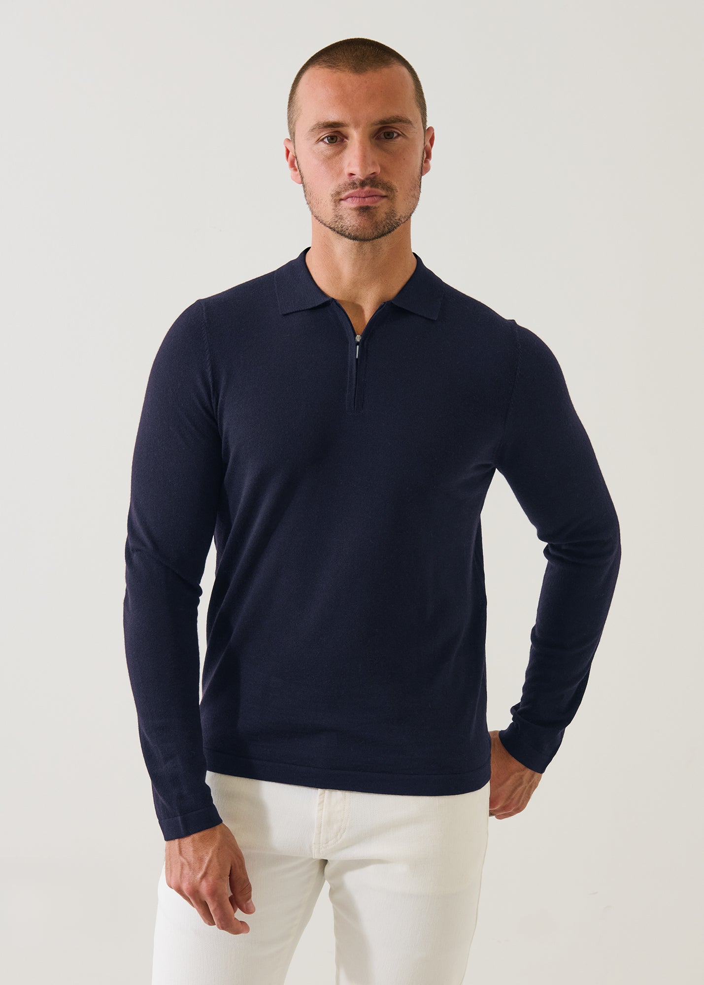 Extra-Fine Merino Quarter Zip Polo