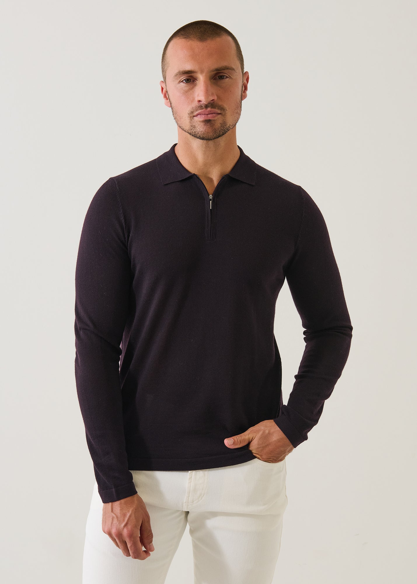 Extra-Fine Merino Quarter Zip Polo