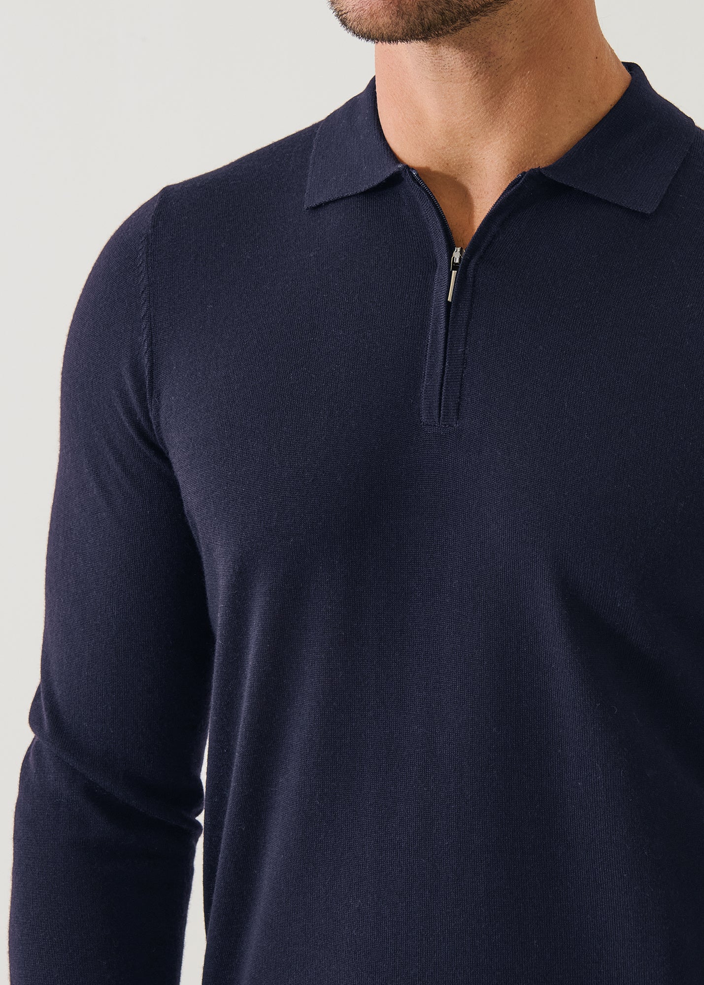 Extra-Fine Merino Quarter Zip Polo