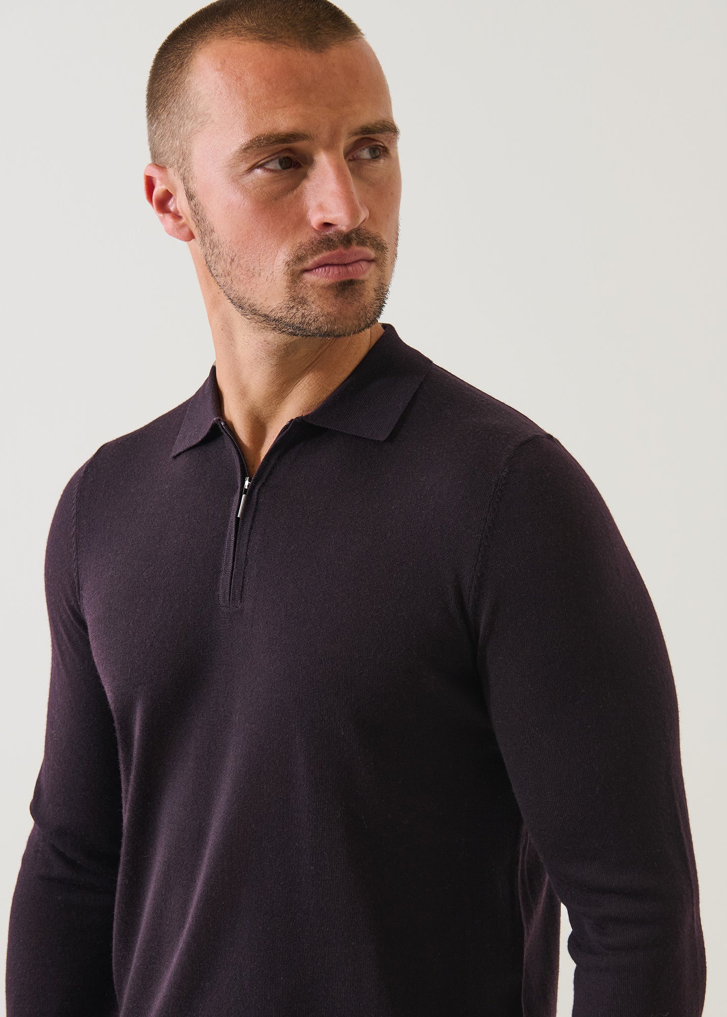 Extra-Fine Merino Quarter Zip Polo