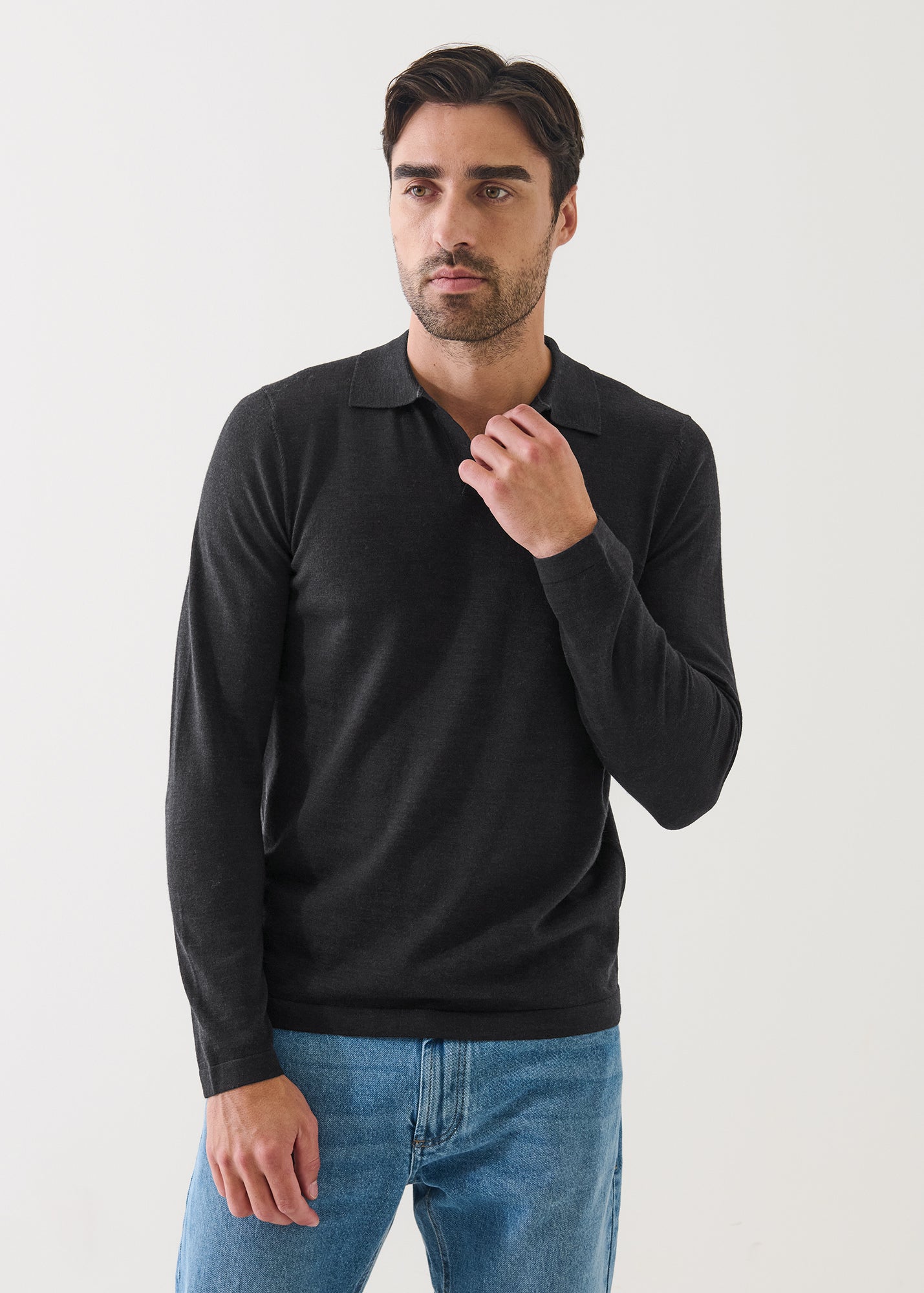 Extra-Fine Merino Open Polo