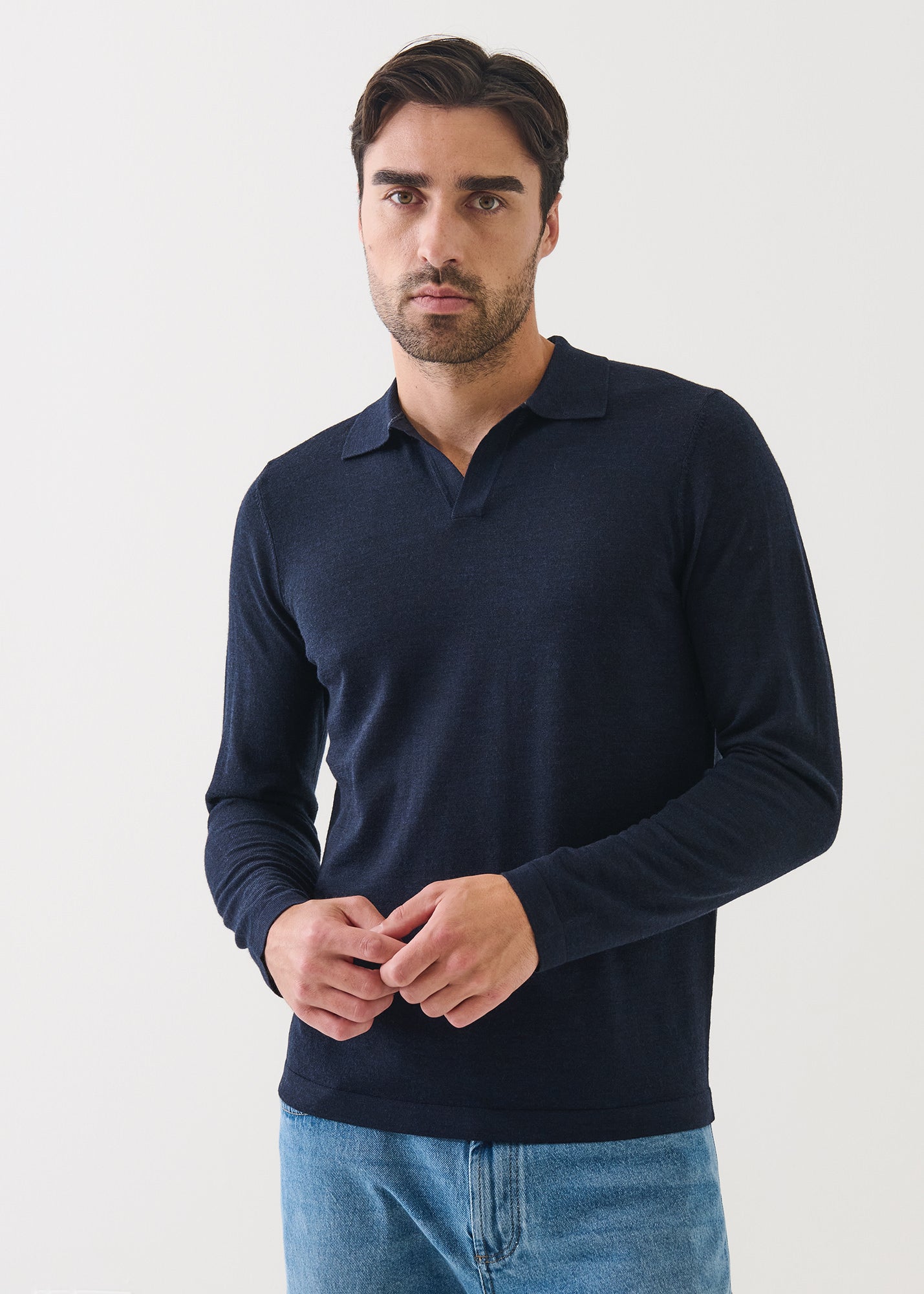 Extra-Fine Merino Open Polo