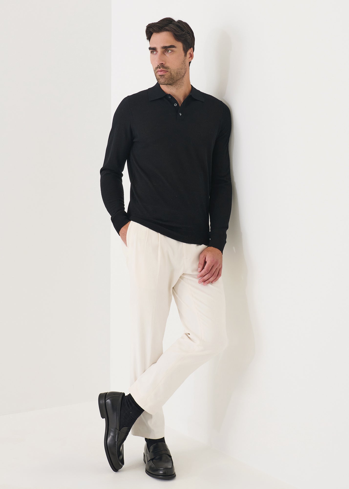 Extra-Fine Merino Button Polo - PATRICK ASSARAF